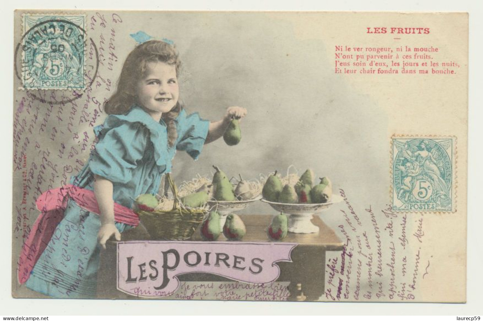 Carte Fantaisie Enfant - Les Fruits - Les Poires - Phototypie BERGERET - Bergeret