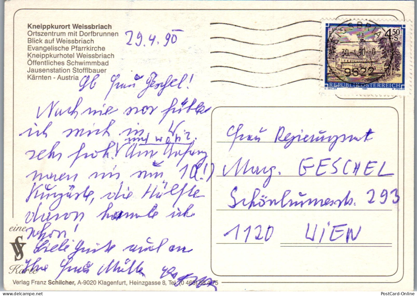 49775 - Kärnten - Weißbriach , Kneippkurort , Mehrbildkarte  - Gelaufen 1990 - Weissensee