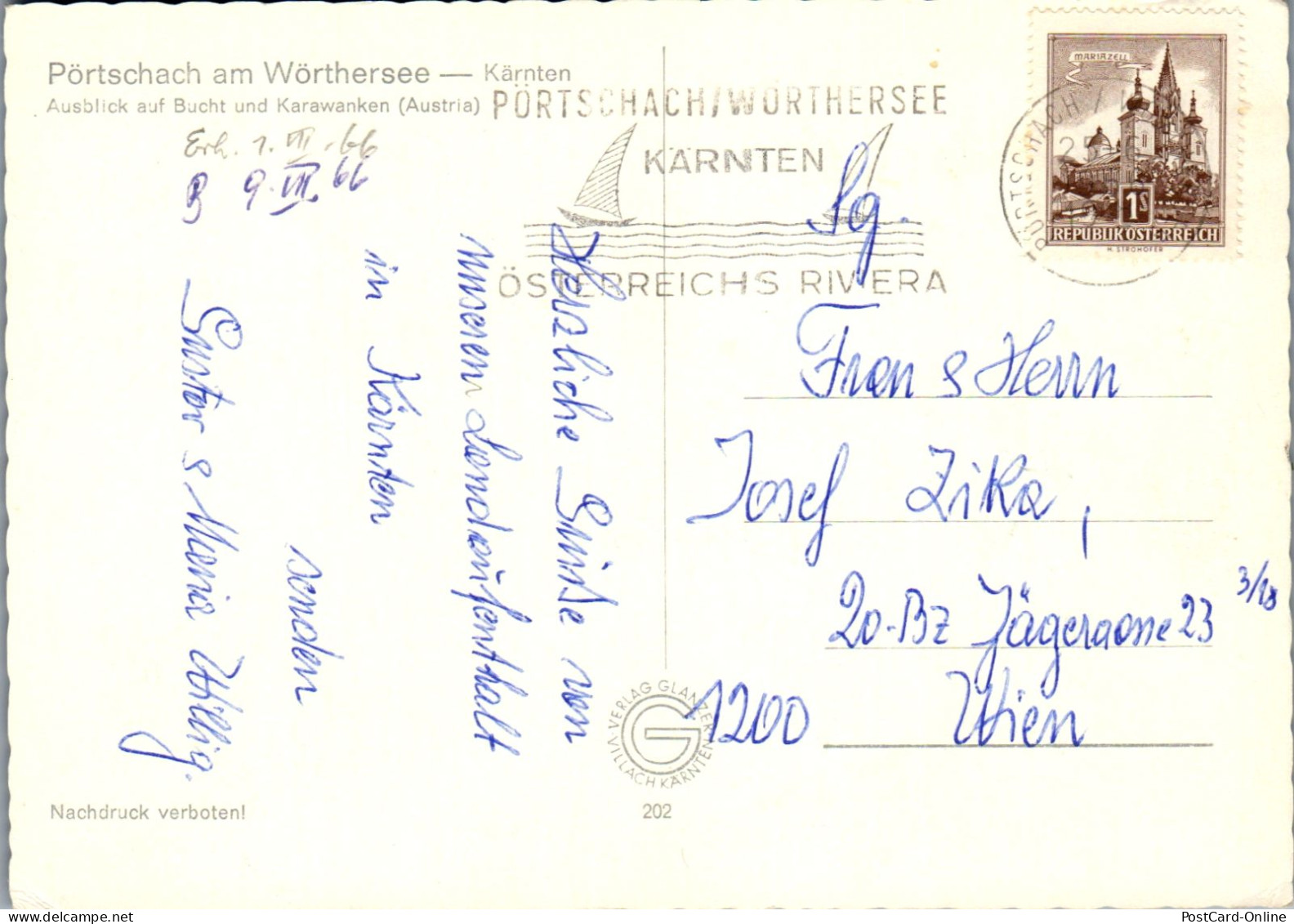 49750 - Kärnten - Pörtschach , Ausblick Auf Bucht Und Karawanken - Gelaufen 1966 - Pörtschach