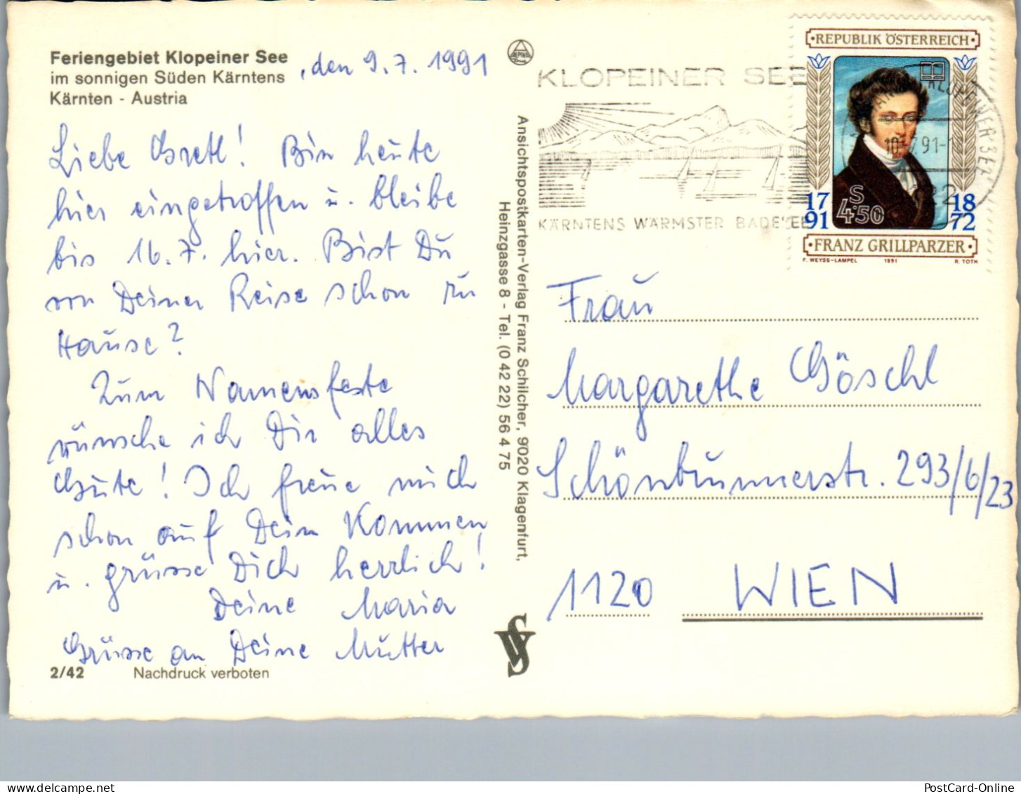 49731 - Kärnten - Klopeinersee , Mehrbildkarte - Gelaufen 1991 - Klopeinersee-Orte