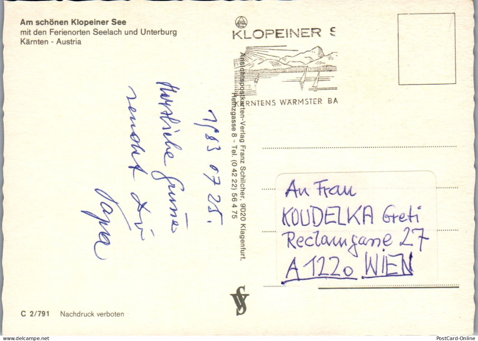 49723 - Kärnten - Klopeinersee , Seelach , Unterburg , Mehrbildkarte - Gelaufen 1983 - Klopeinersee-Orte