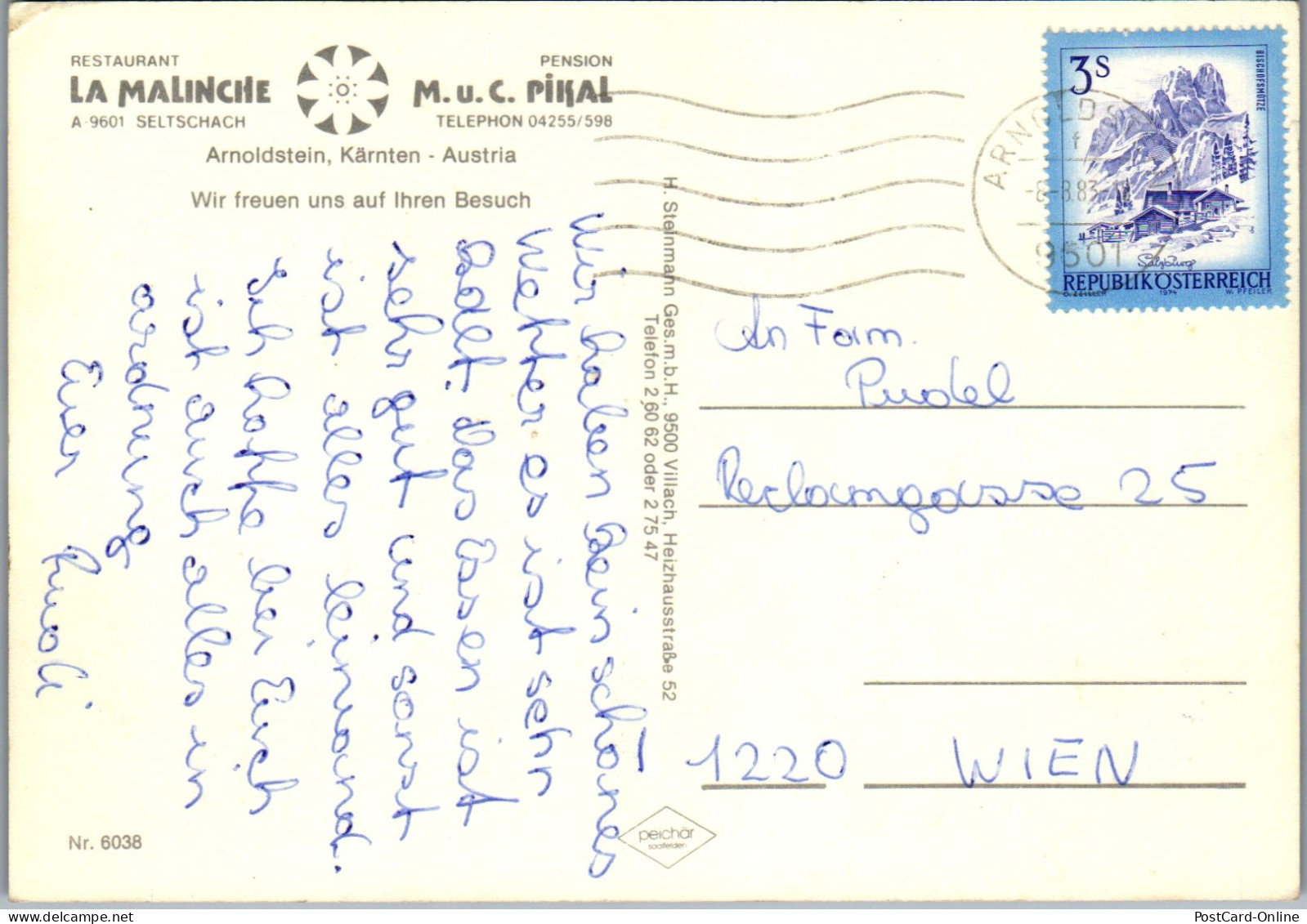 49703 - Kärnten - Arnoldstein , Seltschach , Restaurant La Malinche , M. U. C. Pikal - Gelaufen 1983 - Villach