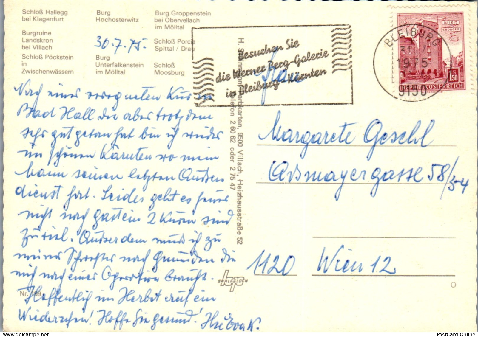49691 - Kärnten - Burgen Und Schlösser , Mehrbildkarte - Gelaufen 1975 - Altri & Non Classificati