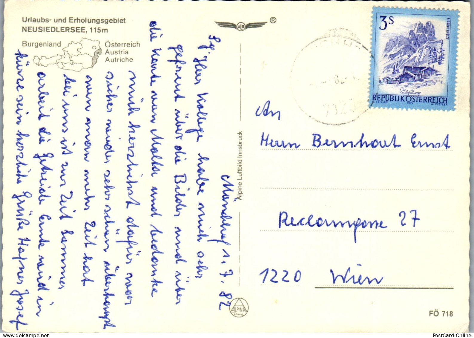 49675 - Burgenland - Neusiedlersee , Mehrbildkarte - Gelaufen 1982 - Neusiedlerseeorte