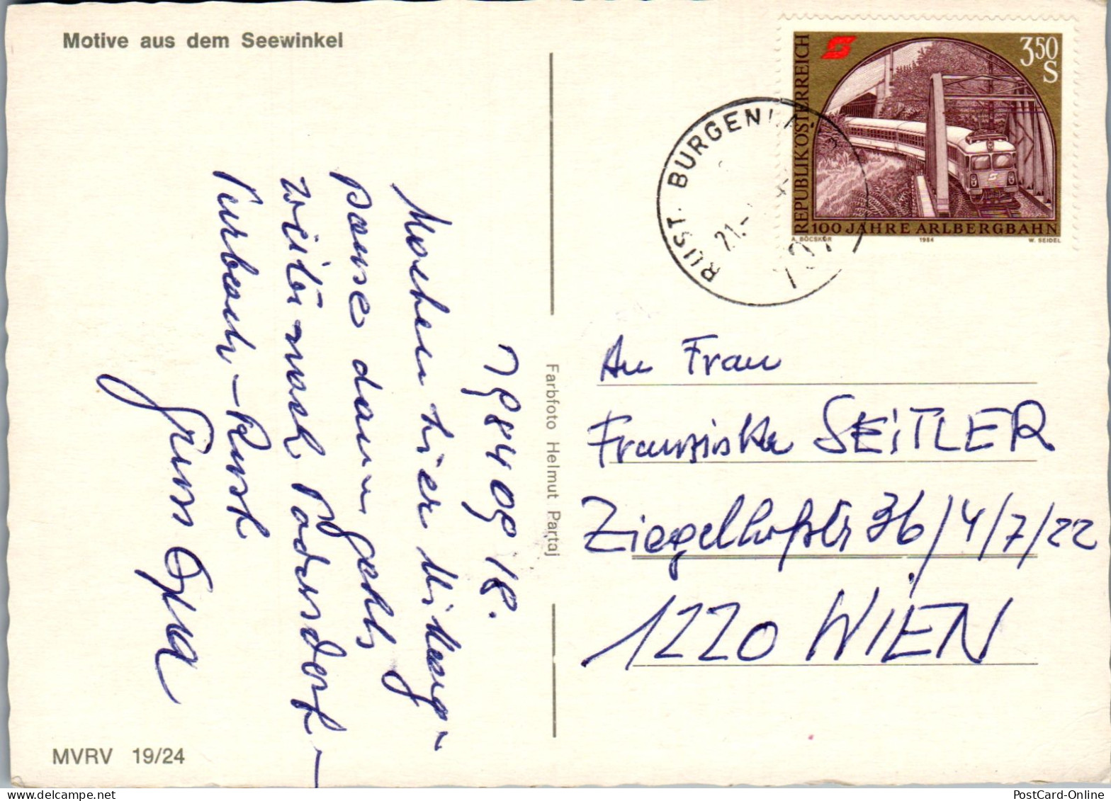 49662 - Burgenland - Neusiedlersee , Vogelparadies - Gelaufen 1984 - Neusiedlerseeorte