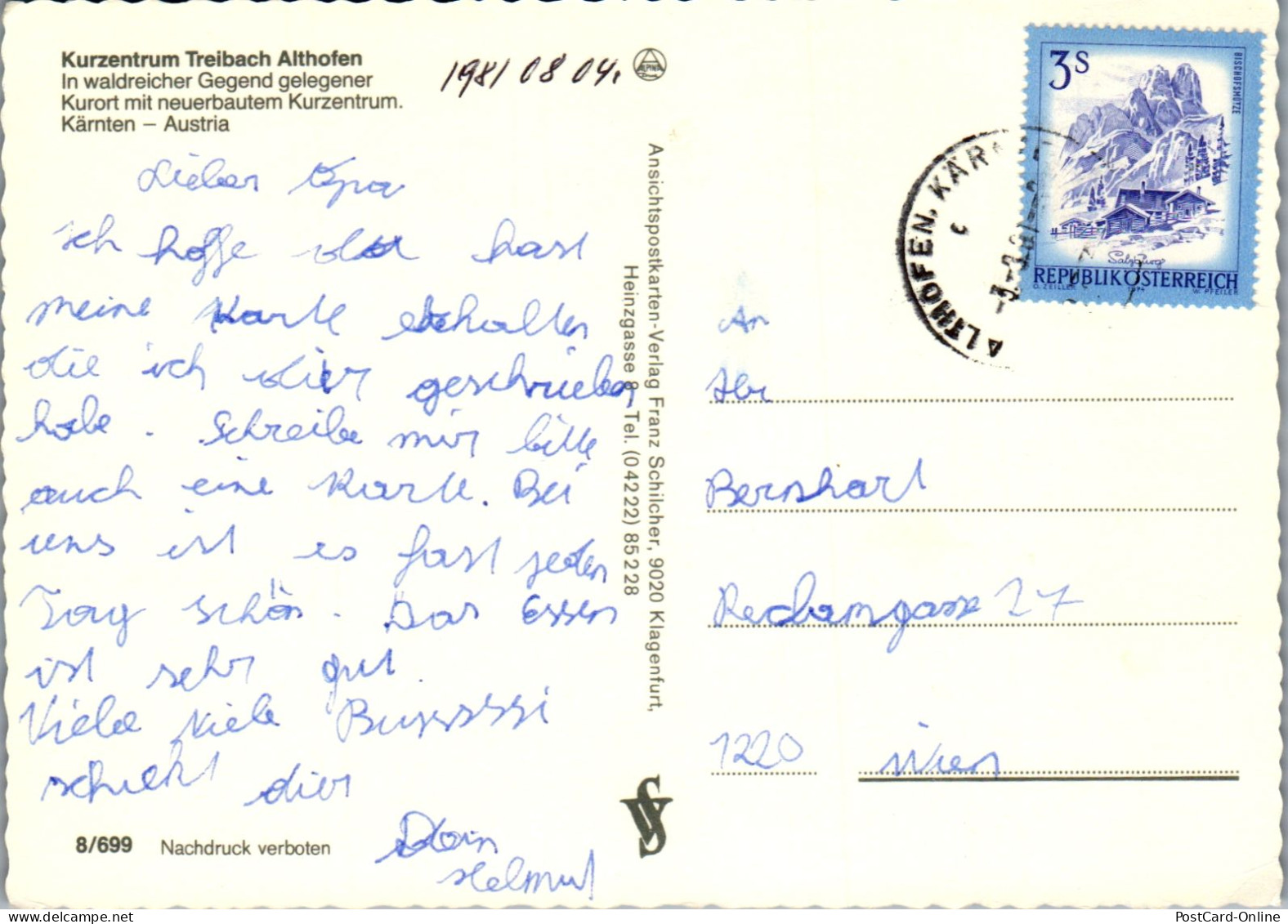 49653 - Kärnten - Treibach Althofen , Kurzentrum - Gelaufen 1981 - St. Veit An Der Glan