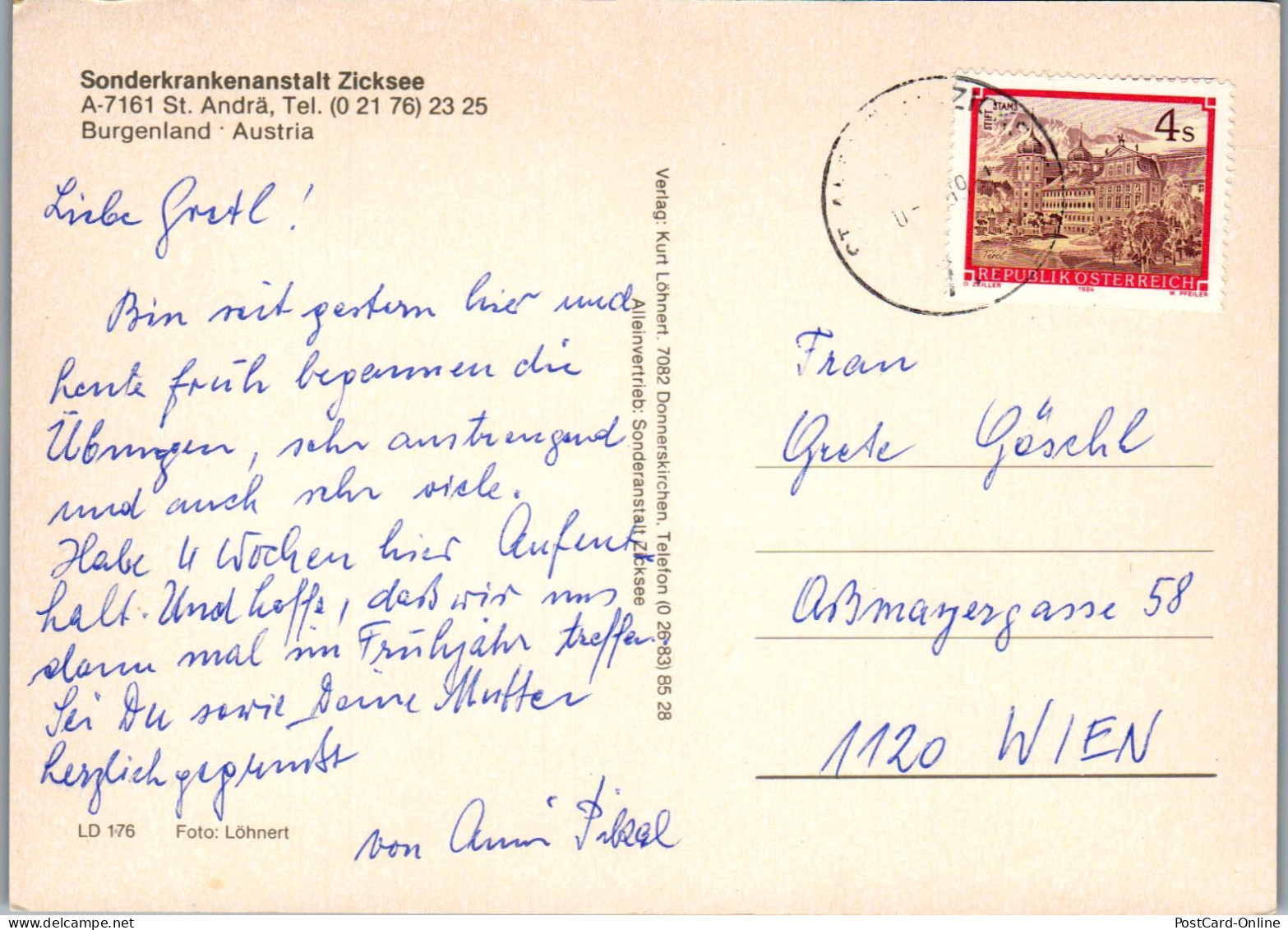 49642 - Burgenland - St. Andrä , Sonderkrankenanstalt Zicksee - Gelaufen 1989 - Neusiedlerseeorte