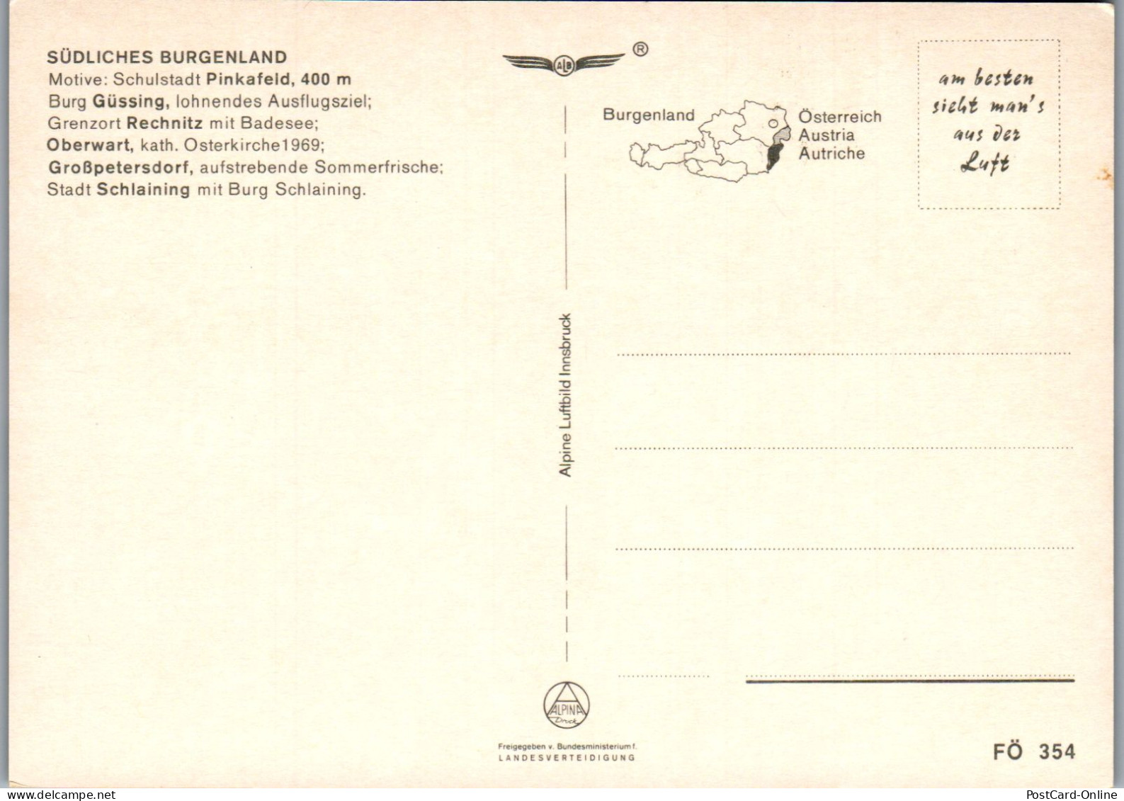 49632 - Burgenland - Südliches Burgenland , Pinkafeld , Güssing , Rechnitz , Oberwart , Großpetersdorf , Schlaining - Andere & Zonder Classificatie