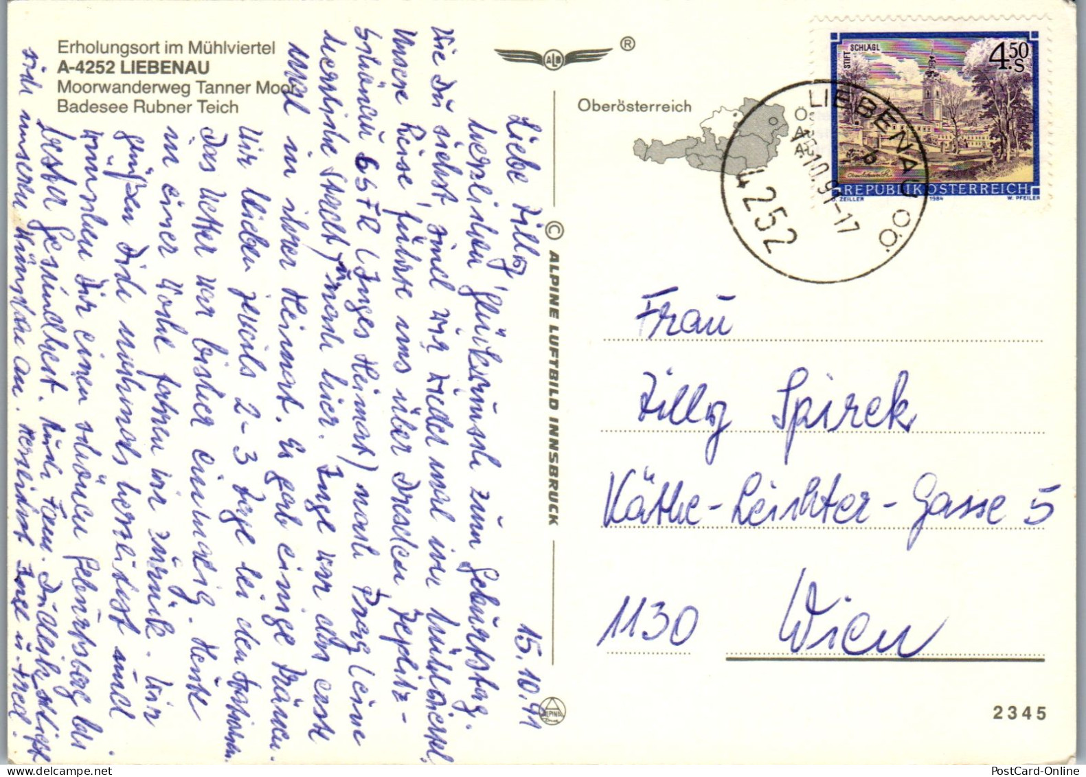 49625 - Oberösterreich - Liebenau , Tanner Moor , Badesee Rubner Teich , Mehrbildkarte - Gelaufen 1991 - Freistadt