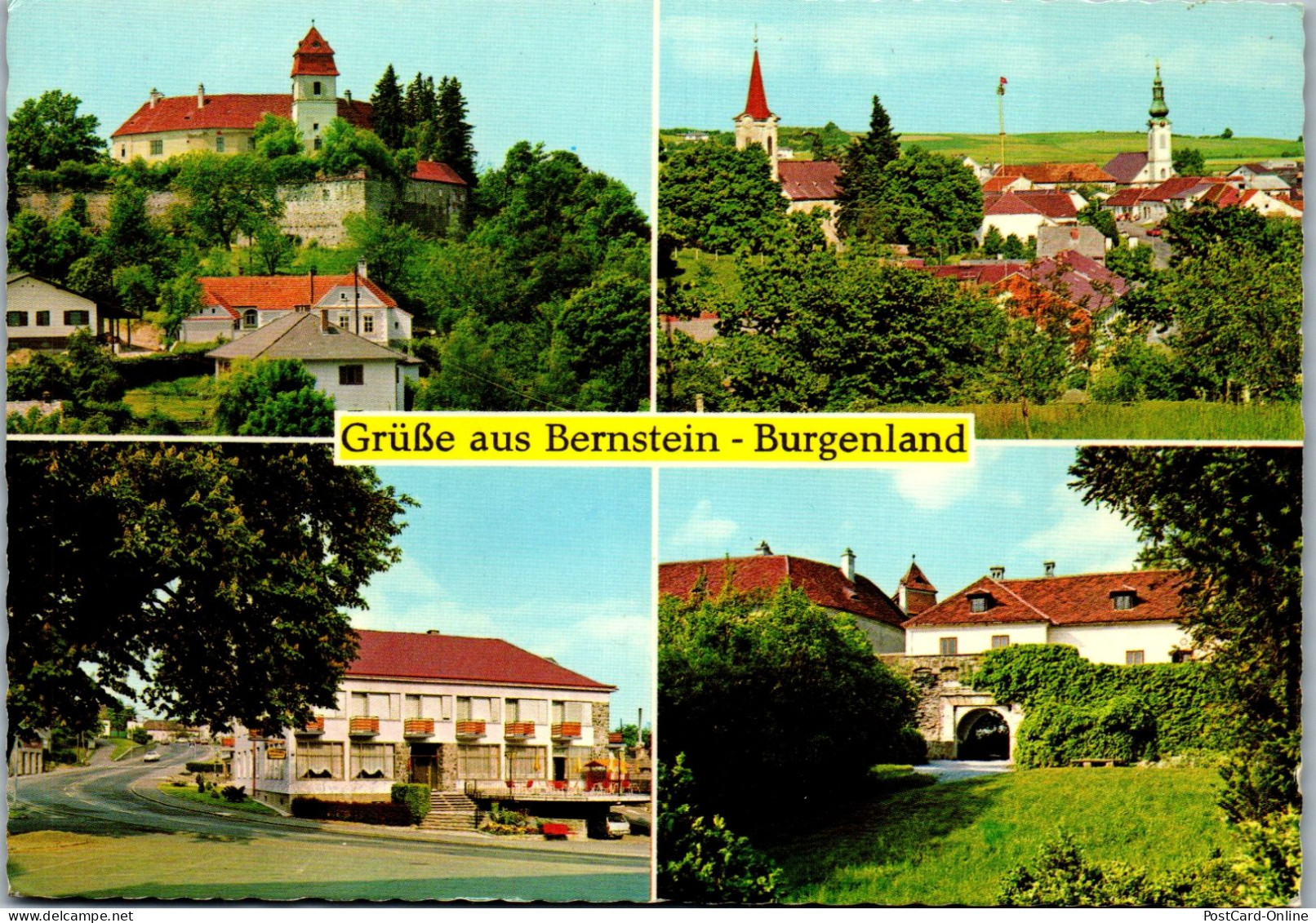 49613 - Burgenland - Bernstein , Burg , Ortsbild , Panorama - Gelaufen  - Oberwart