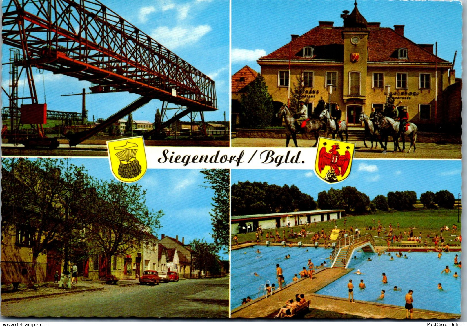 49601 - Burgenland - Siegendorf , Zuckerfabrik , Rathaus , Schwimmbad , Freibad , Eisenst. Straße - Gelaufen 1984 - Eisenstadt