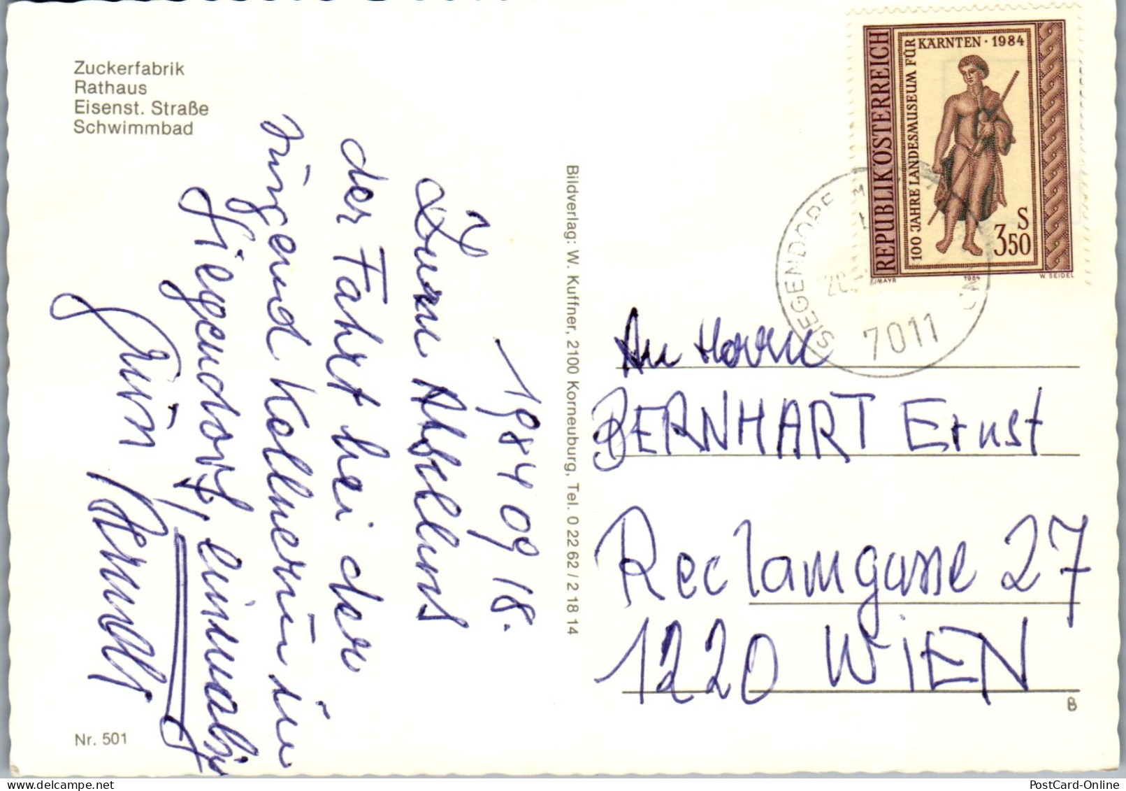 49601 - Burgenland - Siegendorf , Zuckerfabrik , Rathaus , Schwimmbad , Freibad , Eisenst. Straße - Gelaufen 1984 - Eisenstadt