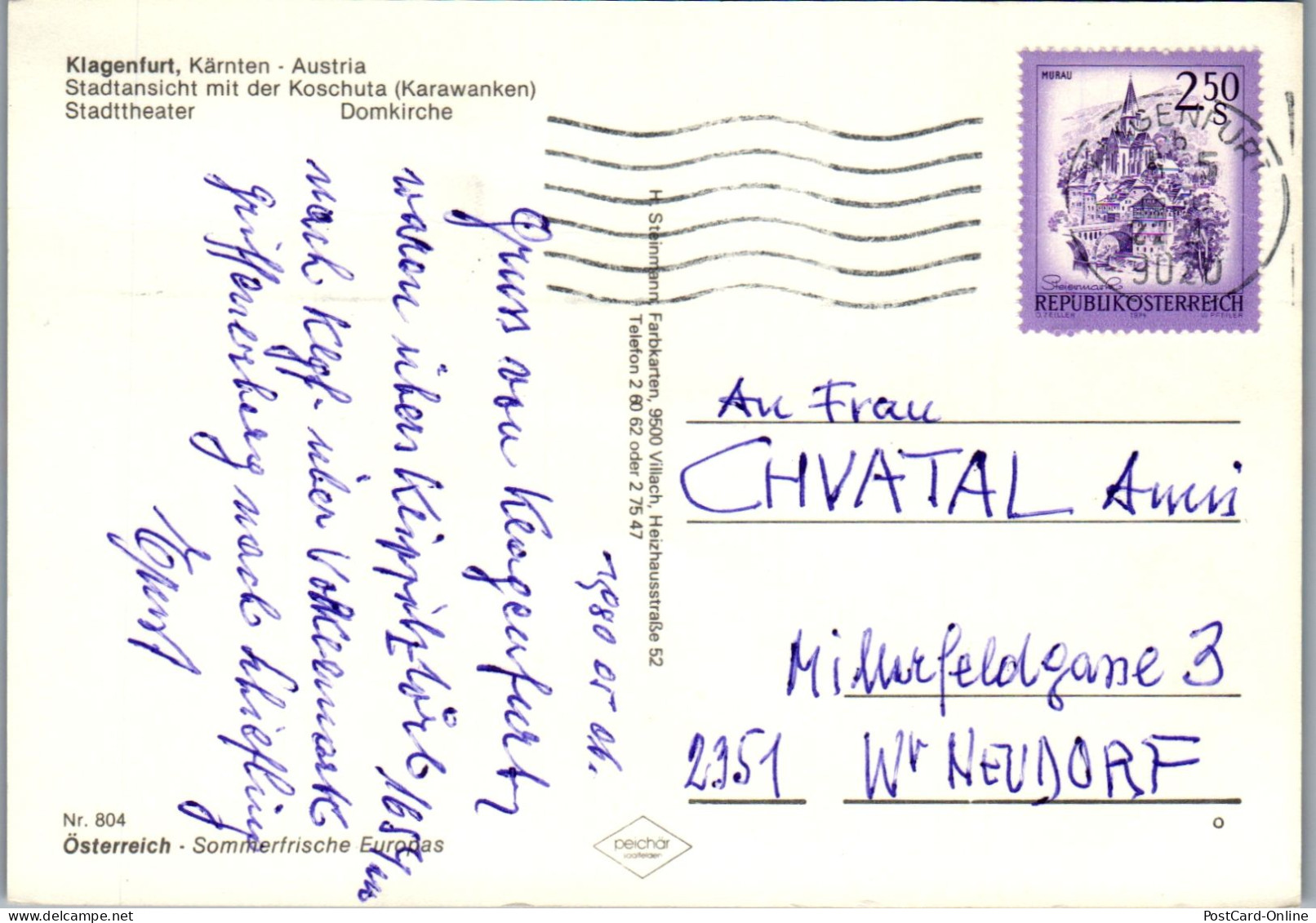 49565 - Kärnten - Klagenfurt , Koschuta , Karawanken , Stadttheater - Gelaufen 1980 - Klagenfurt