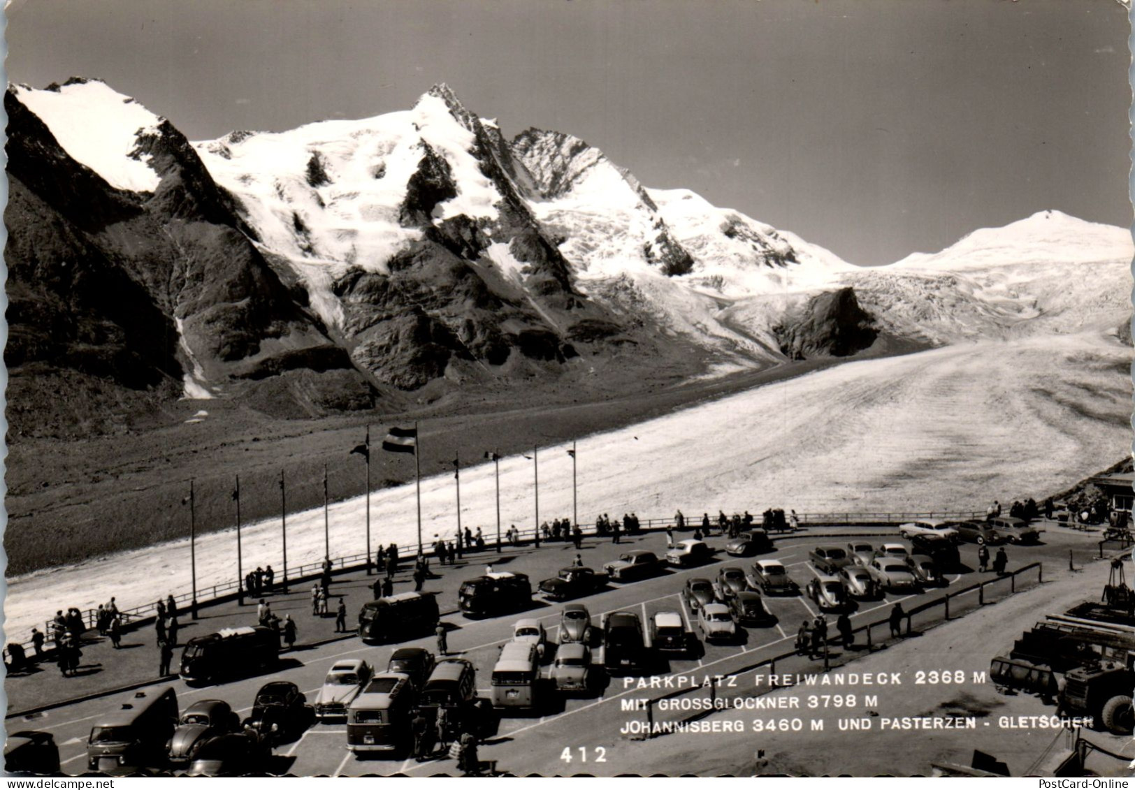 49539 - Kärnten - Großglockner , Parkplatz Freiwandeck , Johannisberg , Pasterze , Gletscher , Auto - Gelaufen 1960 - Heiligenblut