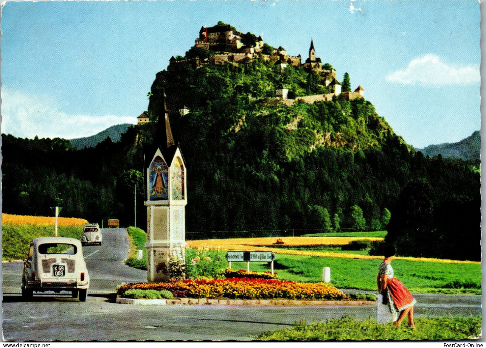 49546 - Kärnten - Launsdorf , Burg Hochosterwitz , Auto , VW Käfer , Fiat - Gelaufen  - St. Veit An Der Glan