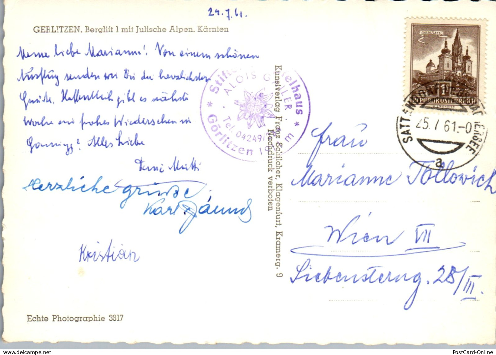 49523 - Kärnten - Gerlitzen , Berglift 1 Mit Julische Alpen - Gelaufen 1961 - Villach