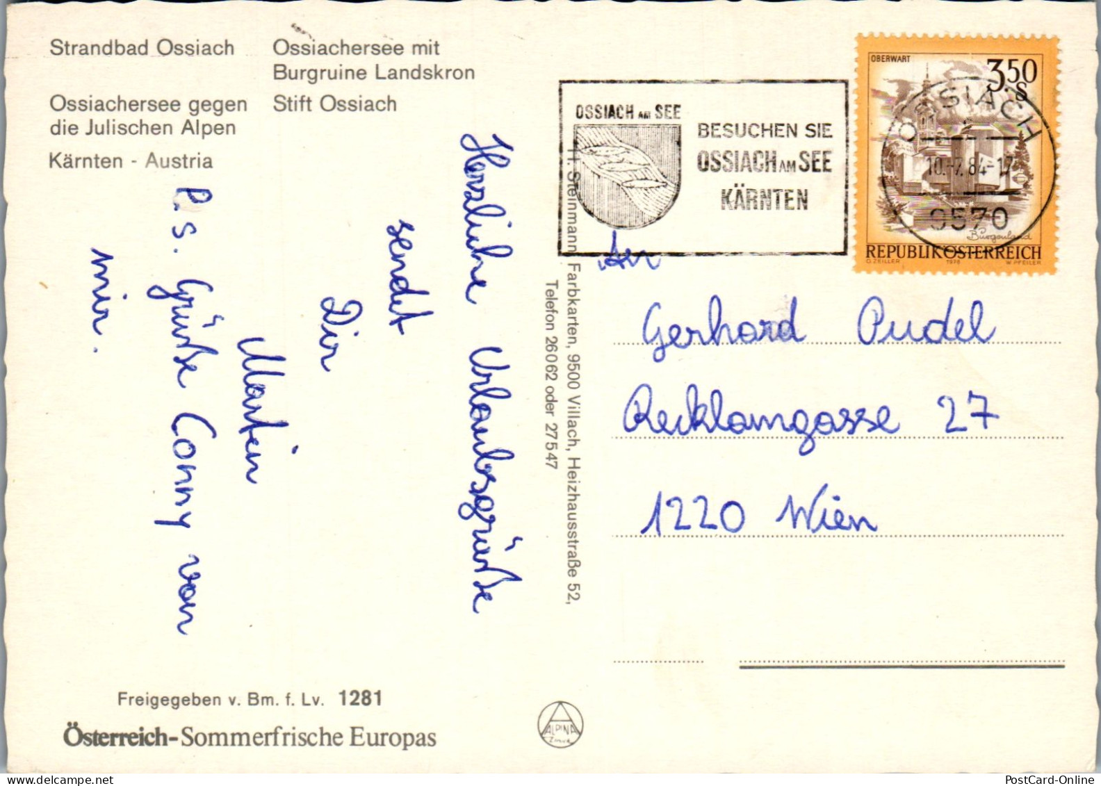 49489 - Kärnten - Ossiachersee , Mehrbildkarte - Gelaufen 1984 - Ossiachersee-Orte