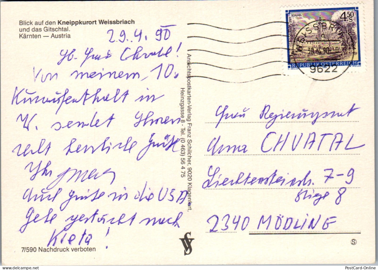 49440 - Kärnten - Weißbriach , Gitschtal , Panorama - Gelaufen 1990 - Weissensee