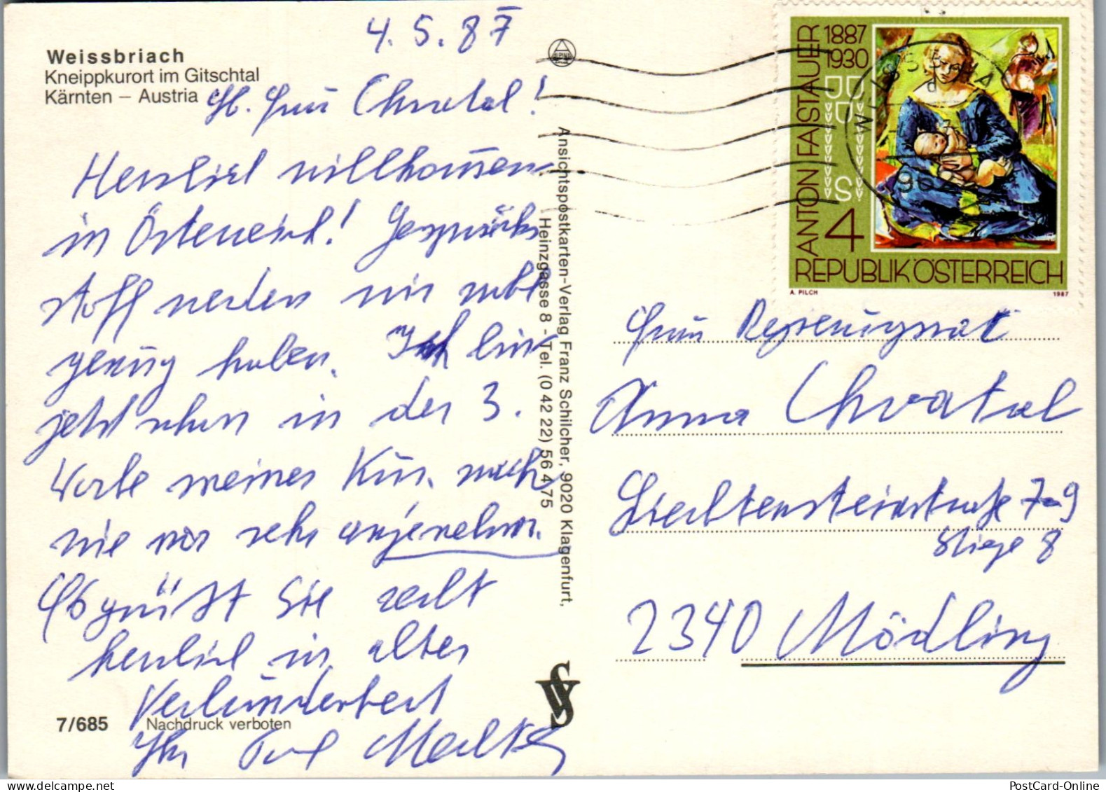 49427 - Kärnten - Weißbriach , Kneippkurort Im Gitschtal , Freibad , Schwimmbad , Mehrbildkarte - Gelaufen 1987 - Weissensee