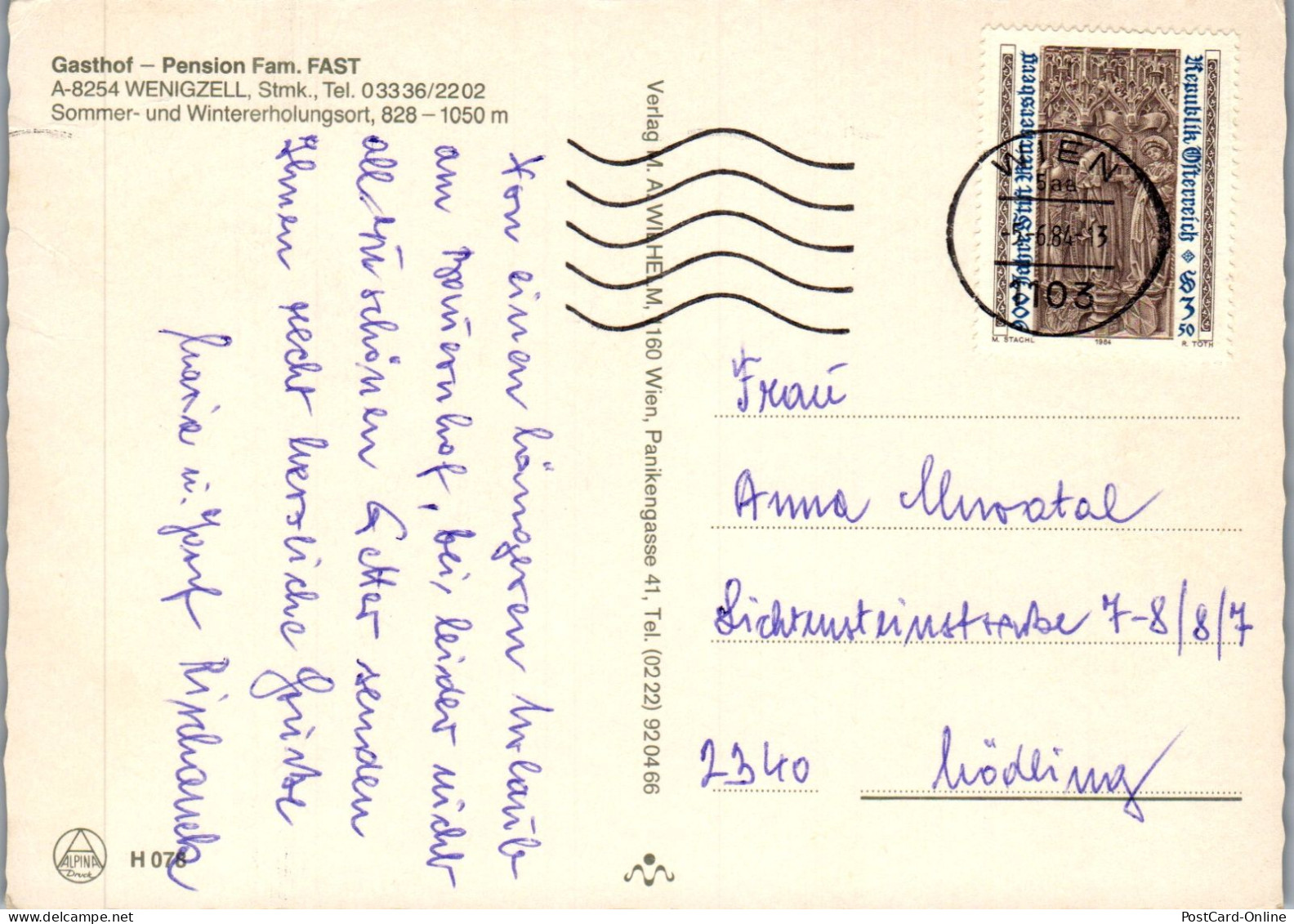 50396 - Steiermark - Wenigzell , Gasthof Fast , Mehrbildkarte - Gelaufen 1984 - Hartberg