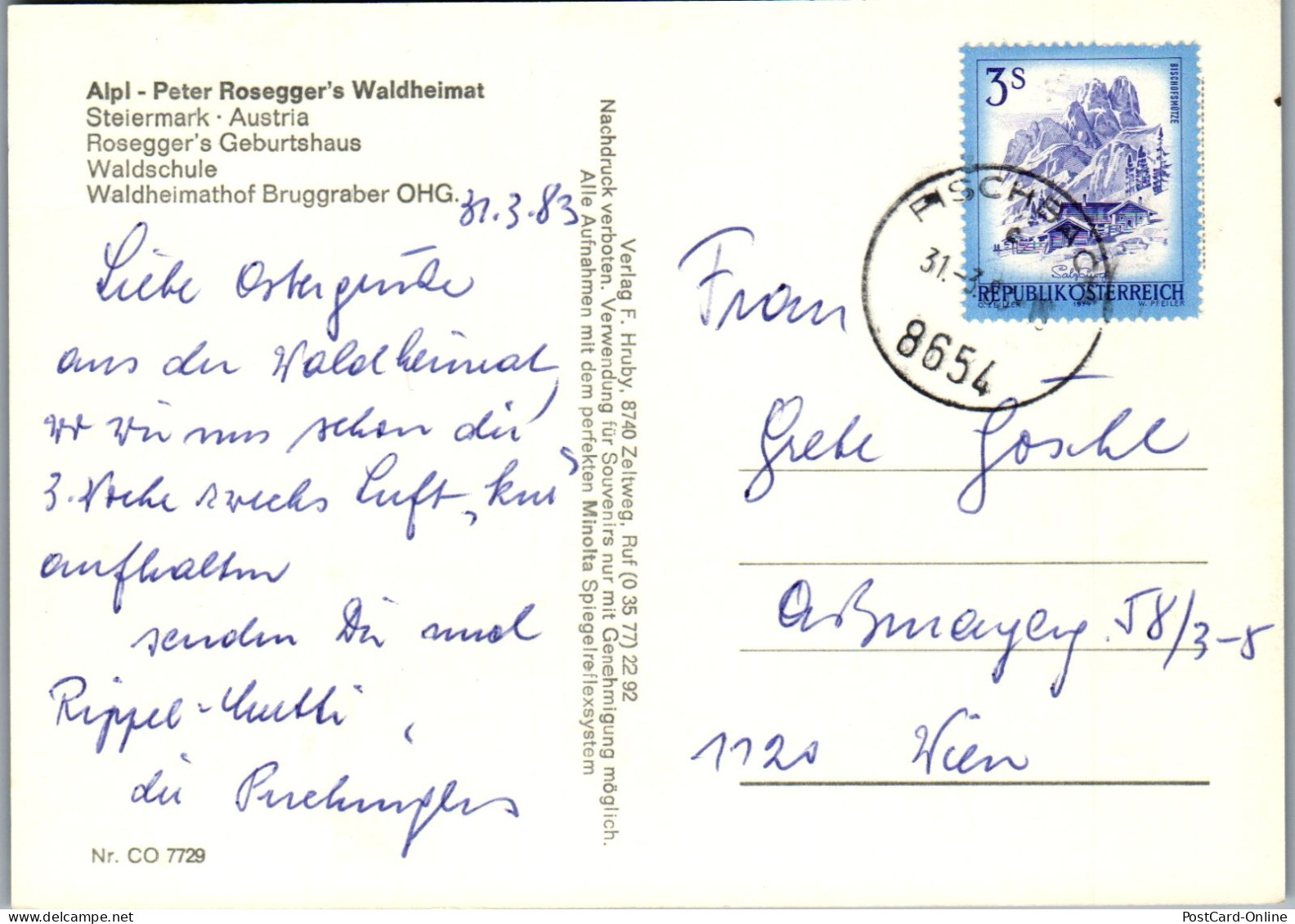 50378 - Steiermark - Krieglach , Alpl , Peter Rosegger's Waldheimat , Mehrbildkarte - Gelaufen 1983 - Krieglach