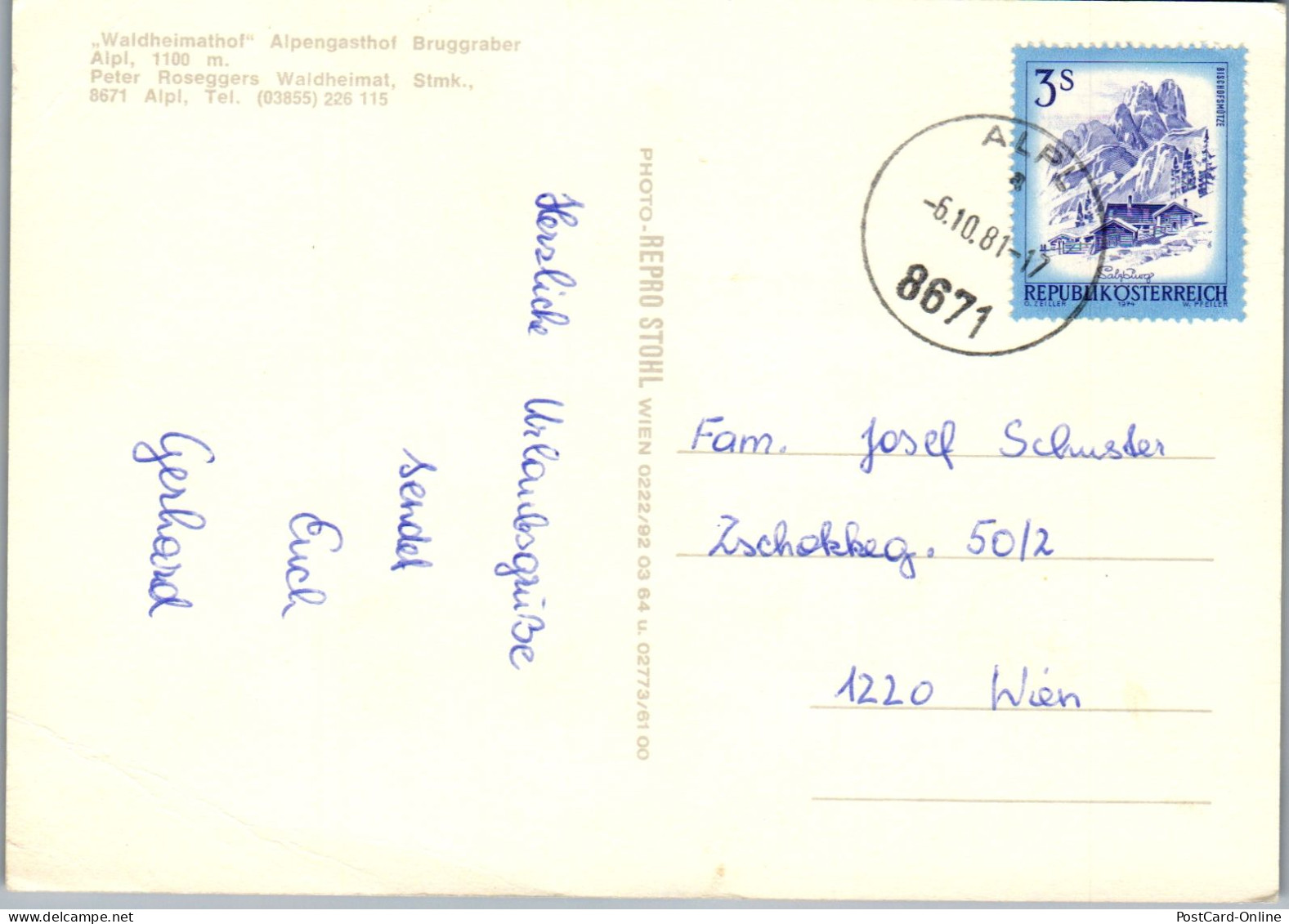 50375 - Steiermark - Krieglach , Alpl , Gasthof Bruggraber , Waldheimathof - Gelaufen 1981 - Krieglach