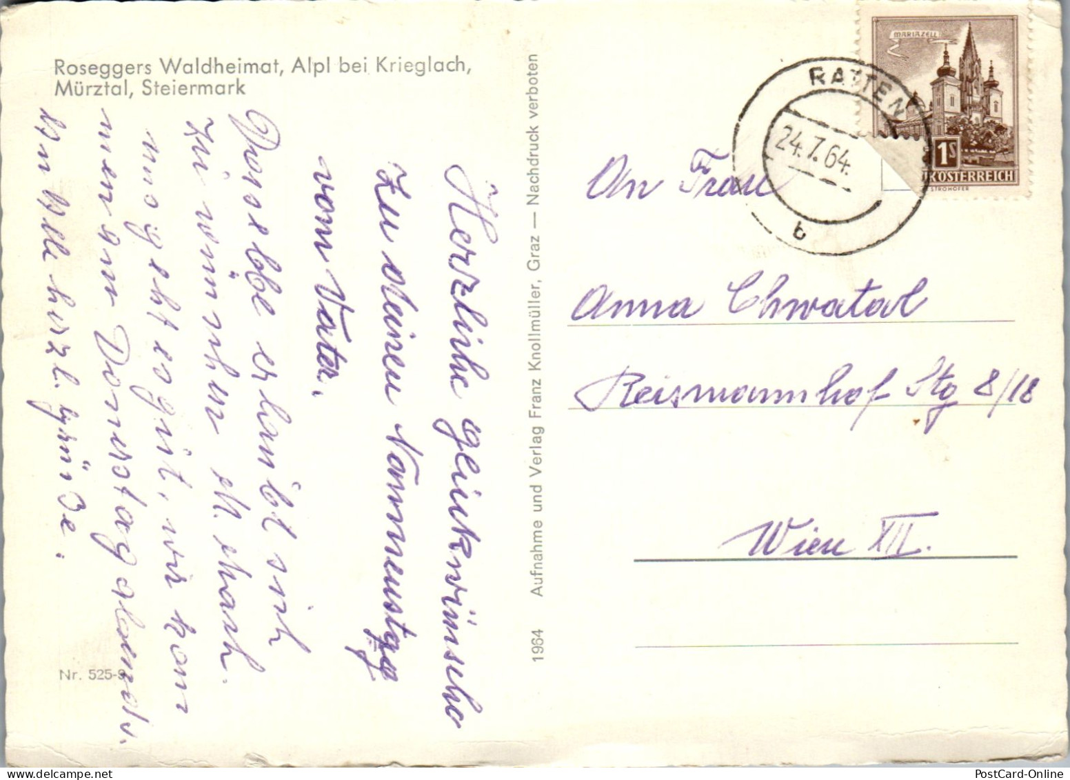 50356 - Steiermark - Krieglach , Alpl , Peter Rosegger's Waldheimat , Mehrbildkarte - Gelaufen 1964 - Krieglach