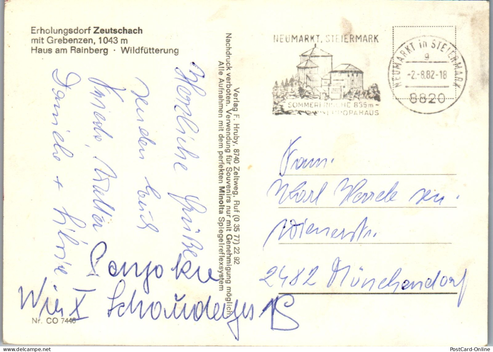 50351 - Steiermark - Zeutschach , Mit Grebenzen , Haus Am Rainberg - Gelaufen 1982 - Neumarkt