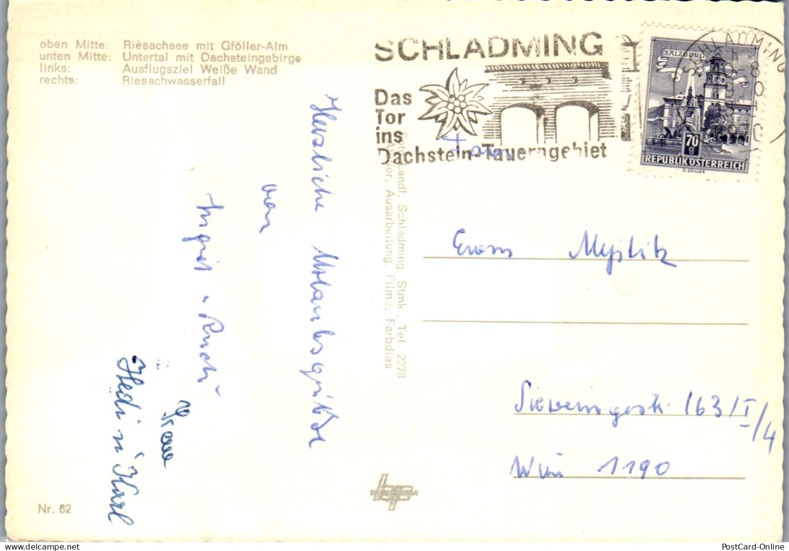 50324 - Steiermark - Untertal , Schladming , Riesachsee Mit Gföller Alm , Riesachwasserfall - Gelaufen 1970 - Schladming