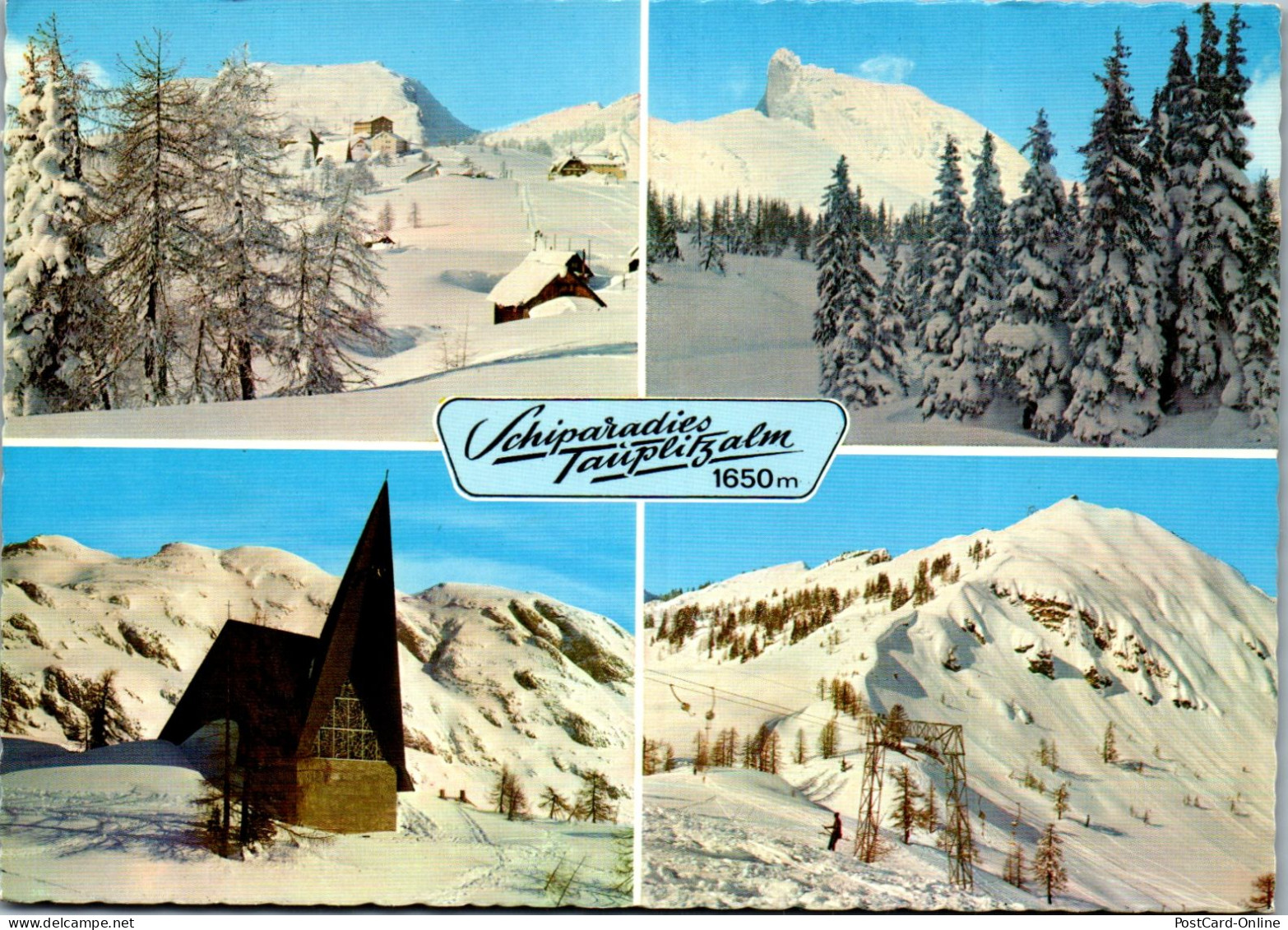 50319 - Steiermark - Tauplitzalm , Winter , Bergkirche , Mehrbildkarte , Traweng , Schneiderkogel - Gelaufen 1970 - Tauplitz