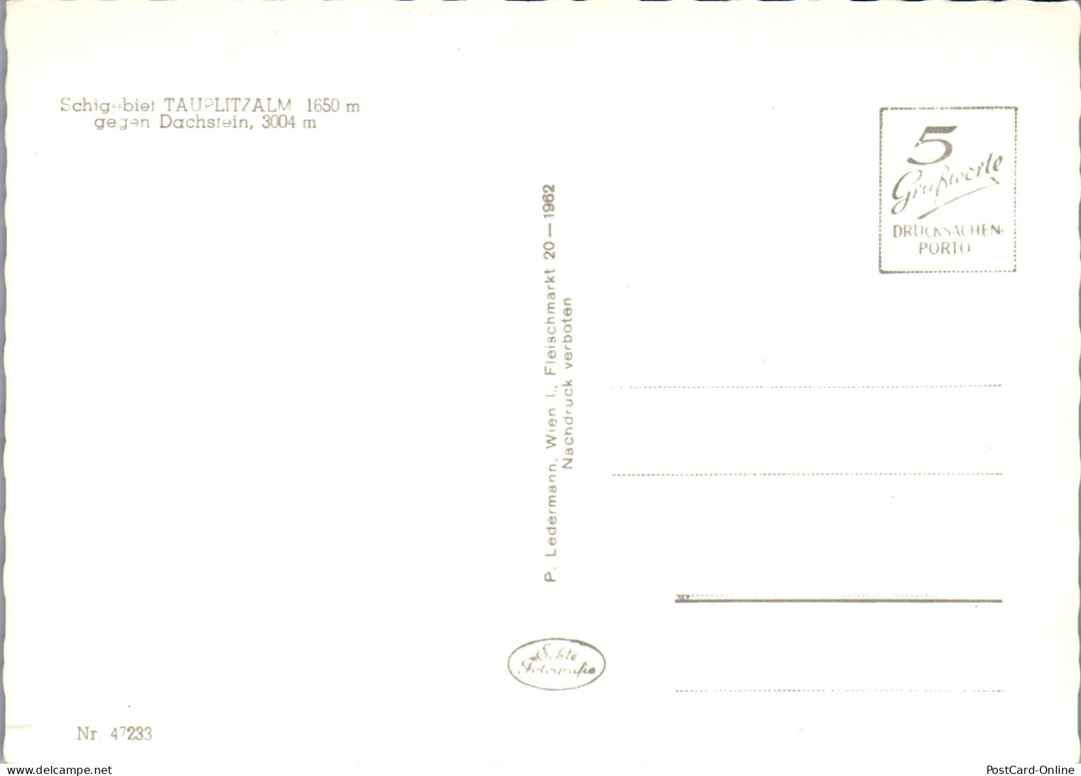50315 - Steiermark - Tauplitzalm , Gegen Dachstein - Nicht Gelaufen 1962 - Tauplitz