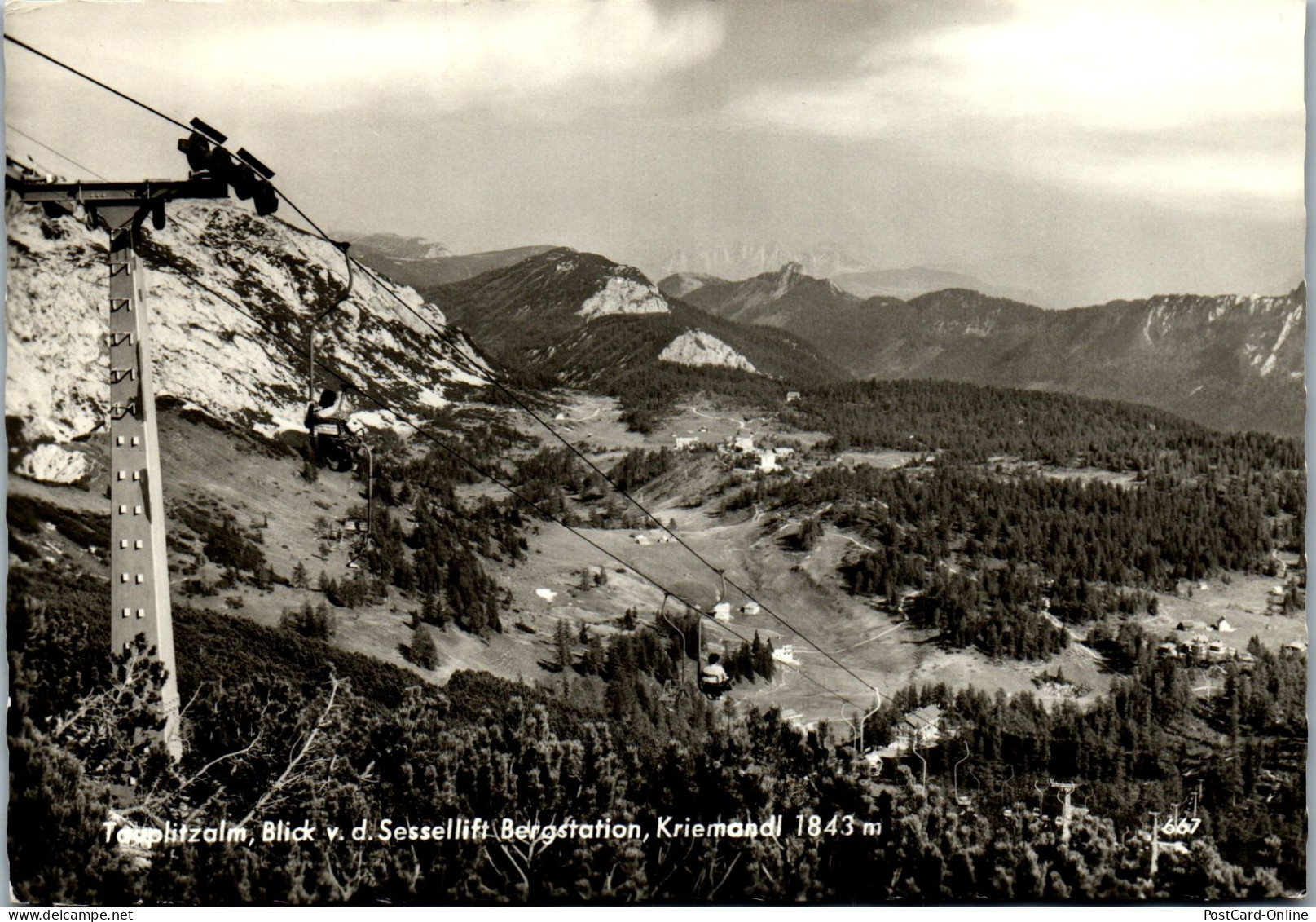 50311 - Steiermark - Tauplitzalm , Blick V. D. Sessellift Bergstation , Kriemandl - Gelaufen  - Tauplitz
