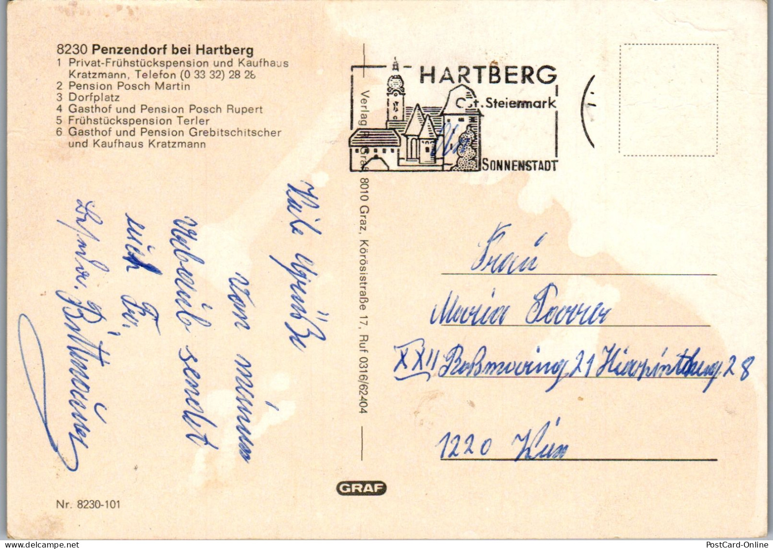 50299 - Steiermark - Penzendorf , Bei Hartberg , Pension Kratzmann , Posch Martin , Dorfplatz , Terler - Gelaufen  - Hartberg