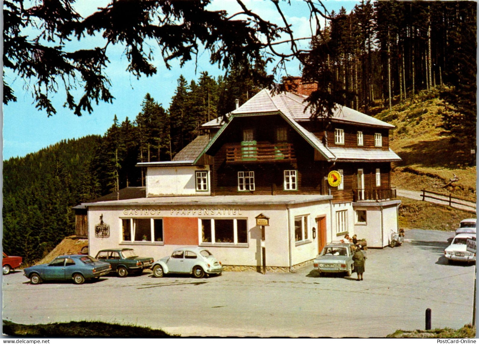 50301 - Steiermark - Steinhaus Am Semmering , Gasthof Pension Pfaffensattel , Hilde Gansterer , Auto , VW Käfer - 1979 - Steinhaus Am Semmering