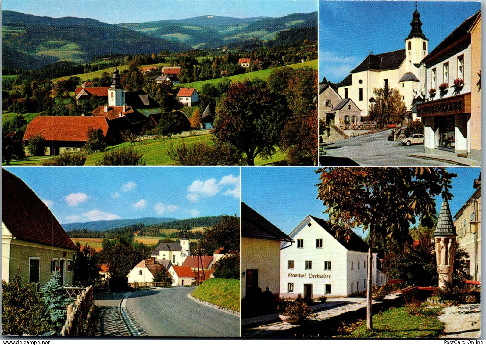 50252 - Steiermark - St. Lorenzen Am Wechsel , Gasthof Breineder , Raiffeisenkasse , Mehrbildkarte - Gelaufen 1980 - Fürstenfeld