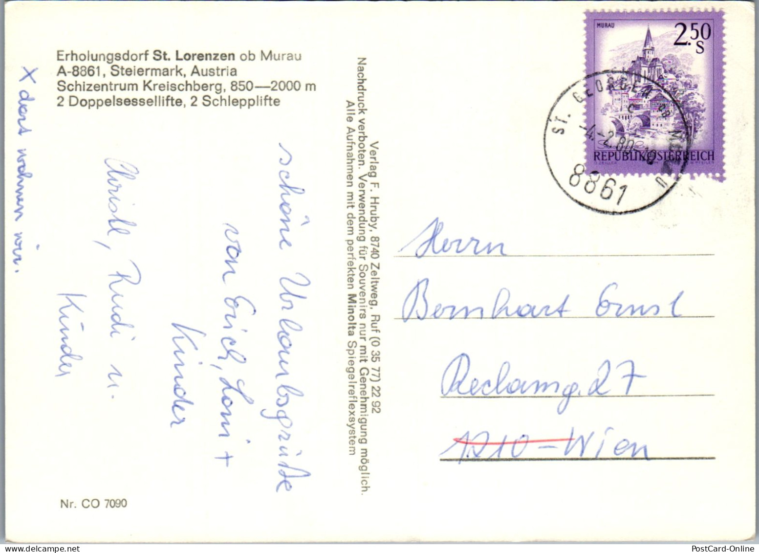 50250 - Steiermark - St. Lorenzen Ob Murau , Ski Kreischberg , Winter , Mehrbildkarte - Gelaufen 1980 - Altri & Non Classificati