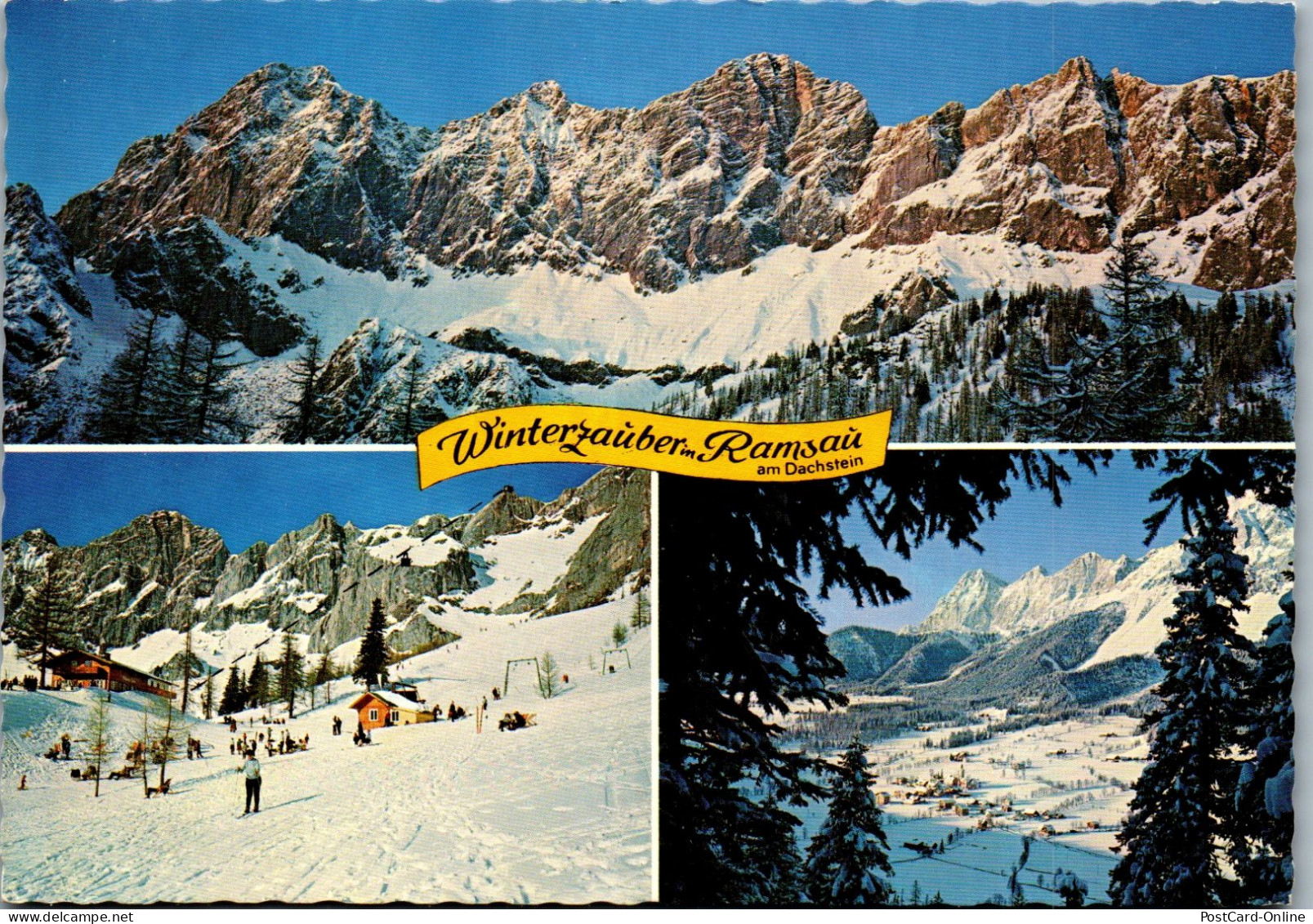 50239 - Steiermark - Ramsau , Winter , Dachsteinsüdwände Mit Alpenglühen , Türlwandhütte - Gelaufen 1975 - Ramsau Am Dachstein