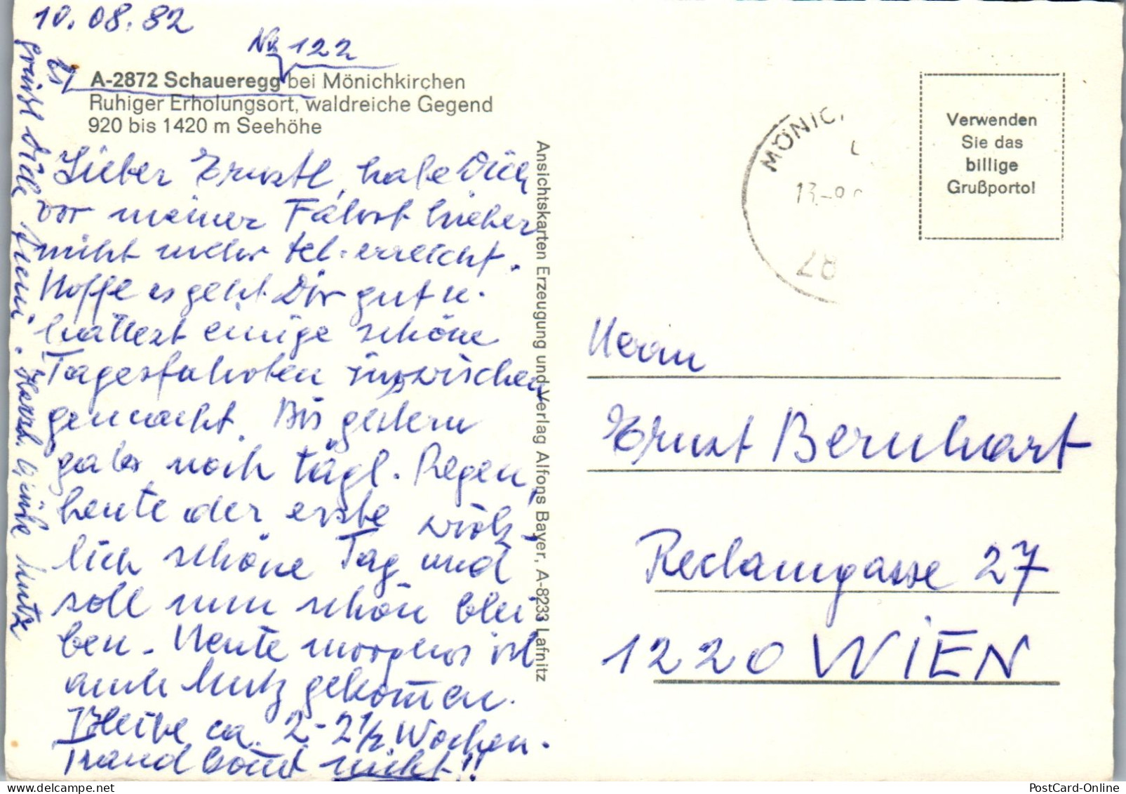 50218 - Steiermark - Schaueregg , Bei Mönichkirchen , Mehrbildkarte , Gasthof - Gelaufen 1982 - Friedberg