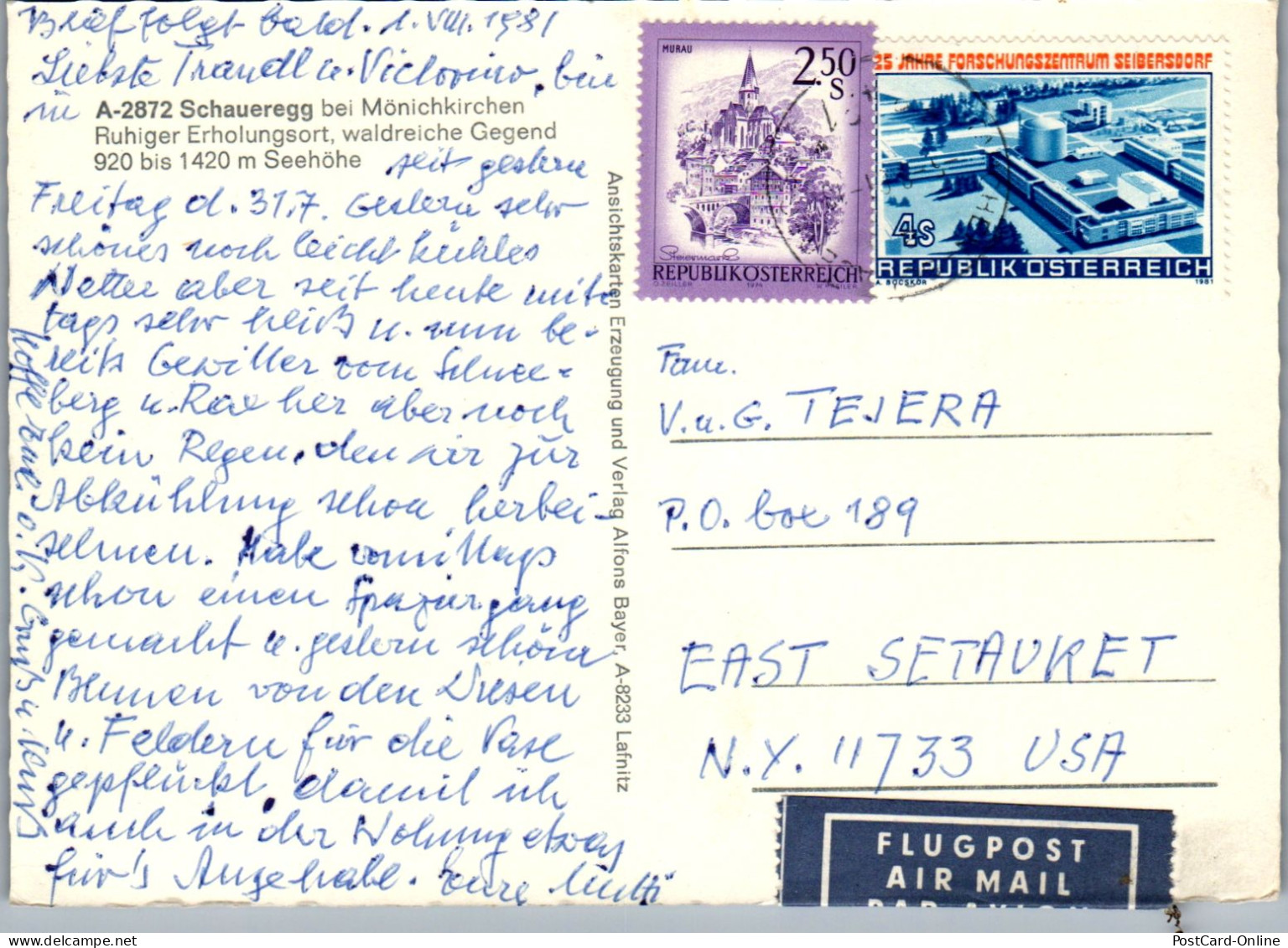 50216 - Steiermark - Schaueregg , Bei Mönichkirchen , Mehrbildkarte , Gasthof - Gelaufen 1981 - Friedberg