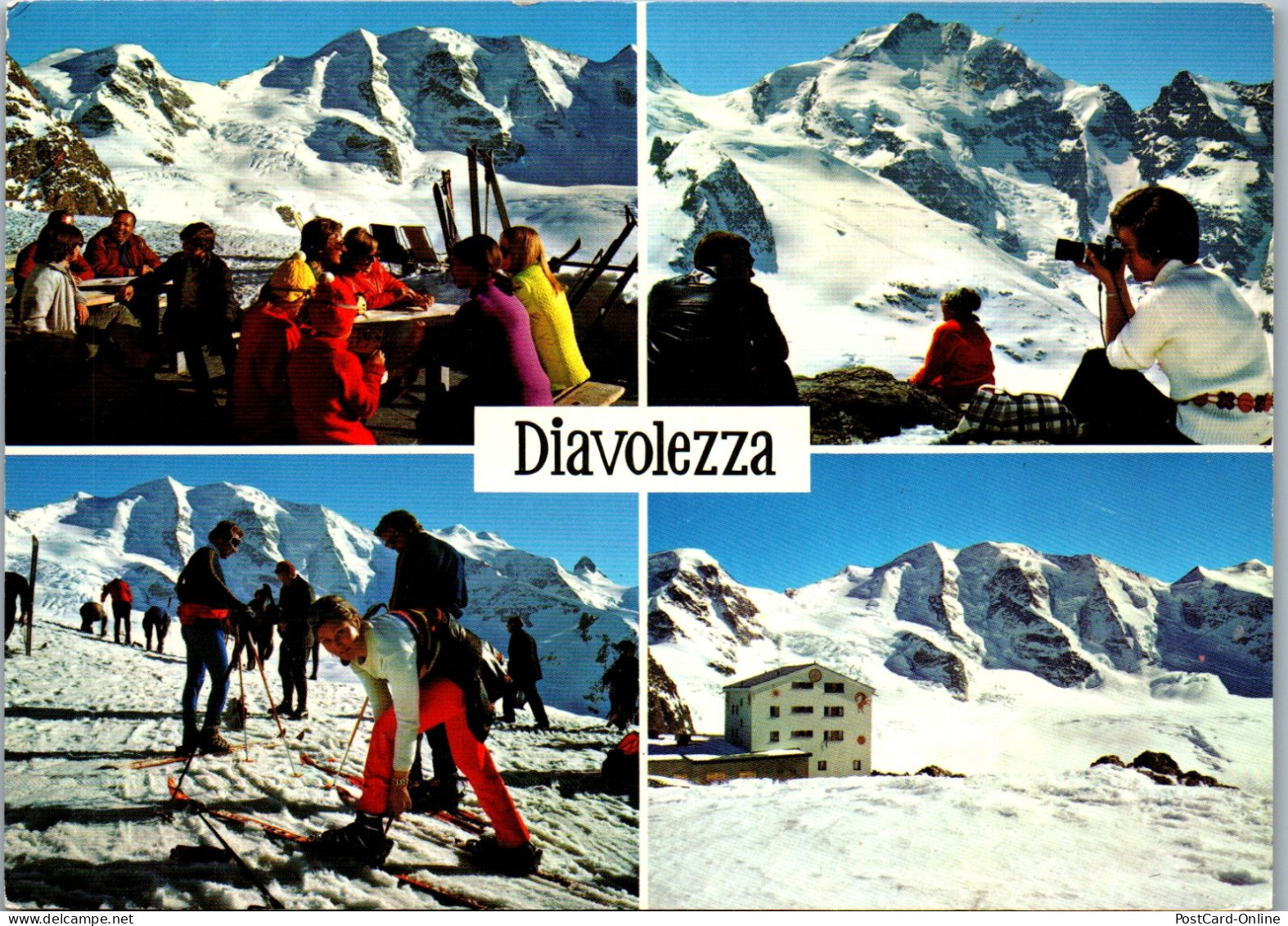 50205 - Schweiz - Diavolezza , Ski , Mehrbildkarte - Gelaufen 1977 - Pontresina