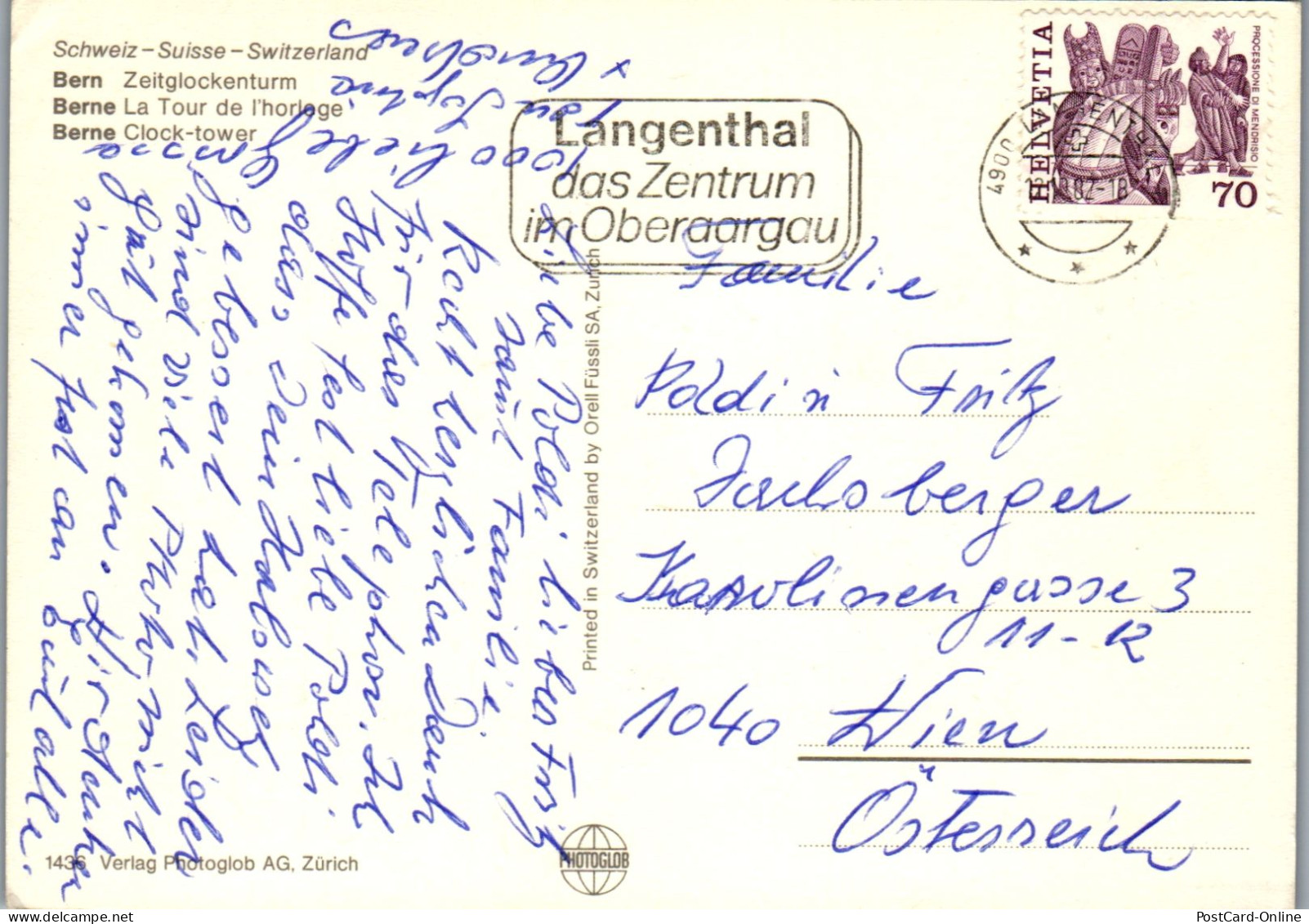 50201 - Schweiz - Bern , Zeitglockenturm - Gelaufen 1982 - Berna