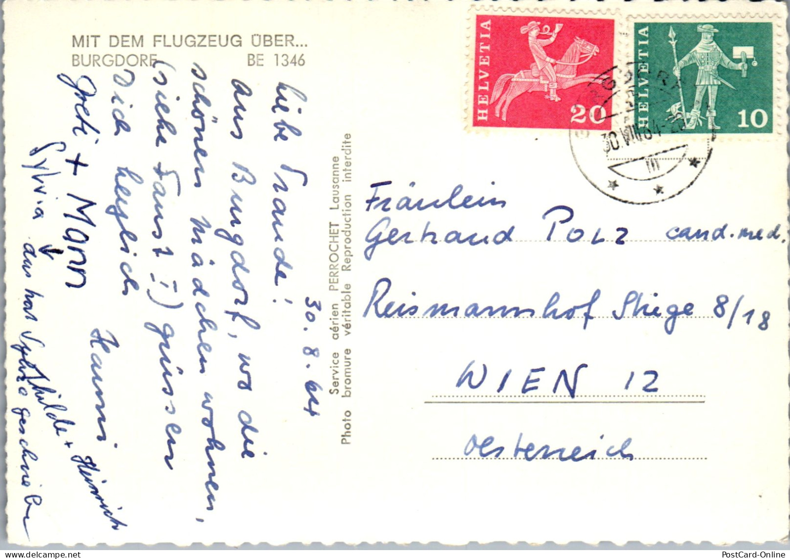 50186 - Schweiz - Burgdorf , Panorama - Gelaufen 1964 - Berthoud