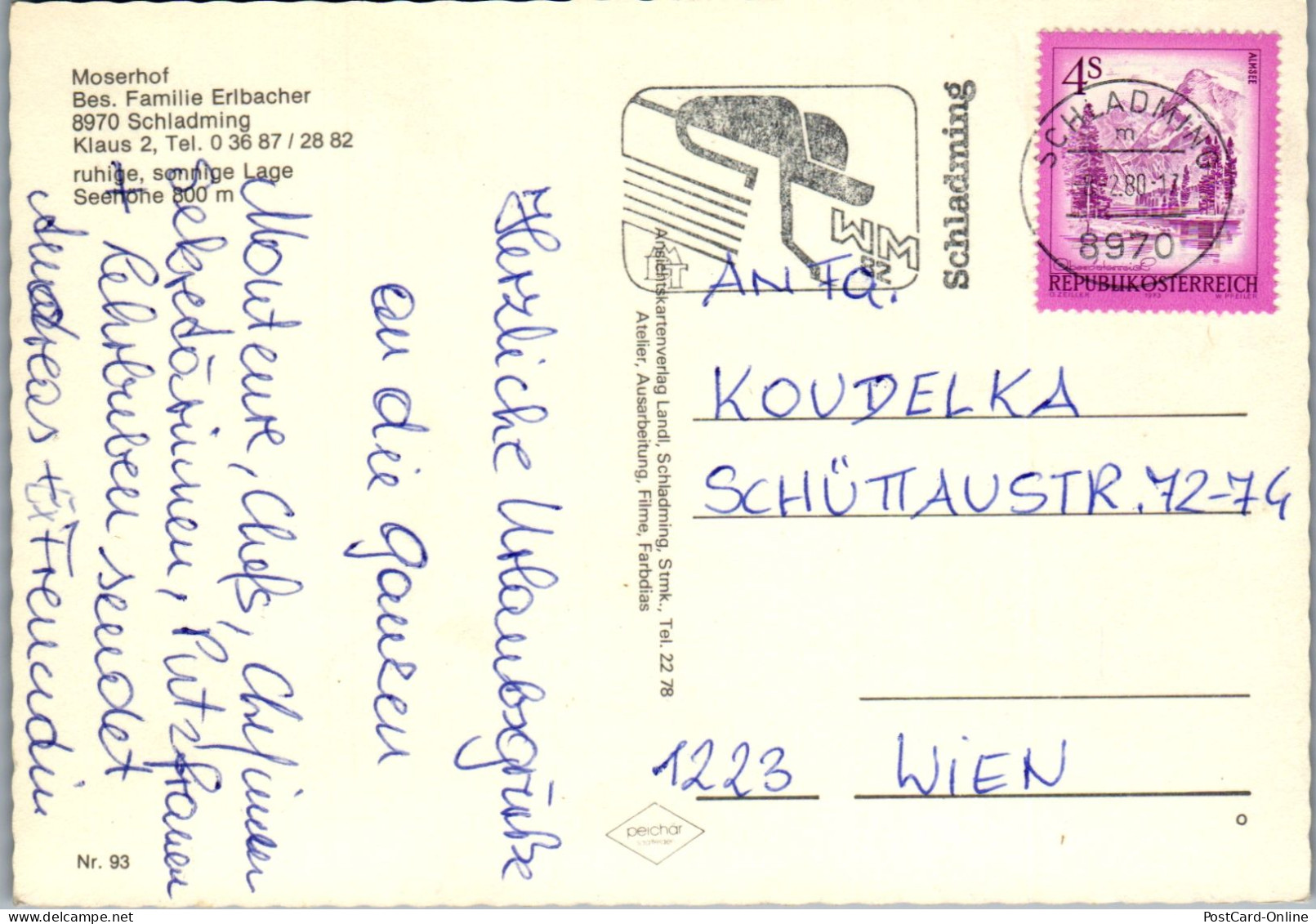 50177 - Steiermark - Schladming , Moserhof , Bes. Familie Erlbacher - Gelaufen 1980 - Schladming