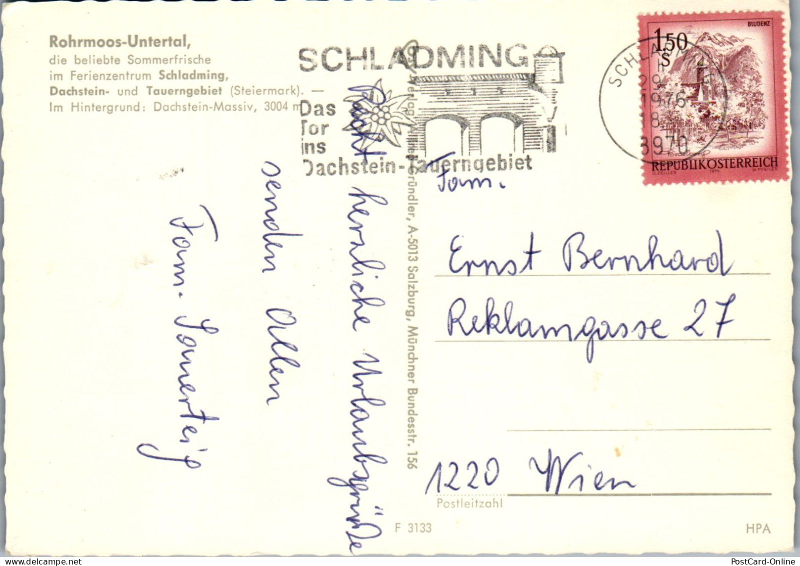 50162 - Steiermark - Rohrmoos , Schladming , Untertal , Scheichenspitze , Dachstein - Gelaufen 1976 - Schladming