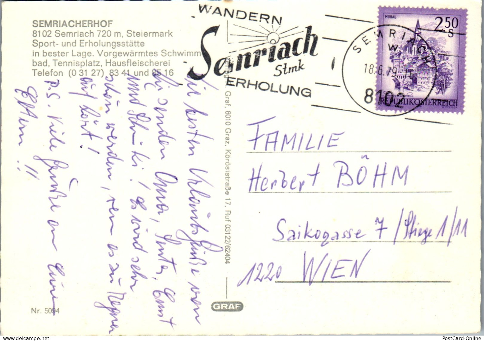 50098 - Steiermark - Semriach , Semriacherhof , Semriacher Hof , Mehrbildkarte - Gelaufen 1979 - Graz