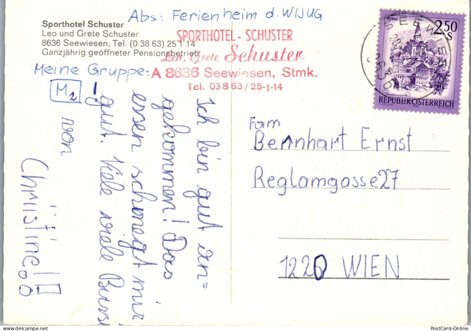 50089 - Steiermark - Seewiesen , Hotel Schuster , Leo U. Grete Schuster - Gelaufen  - Alfenz
