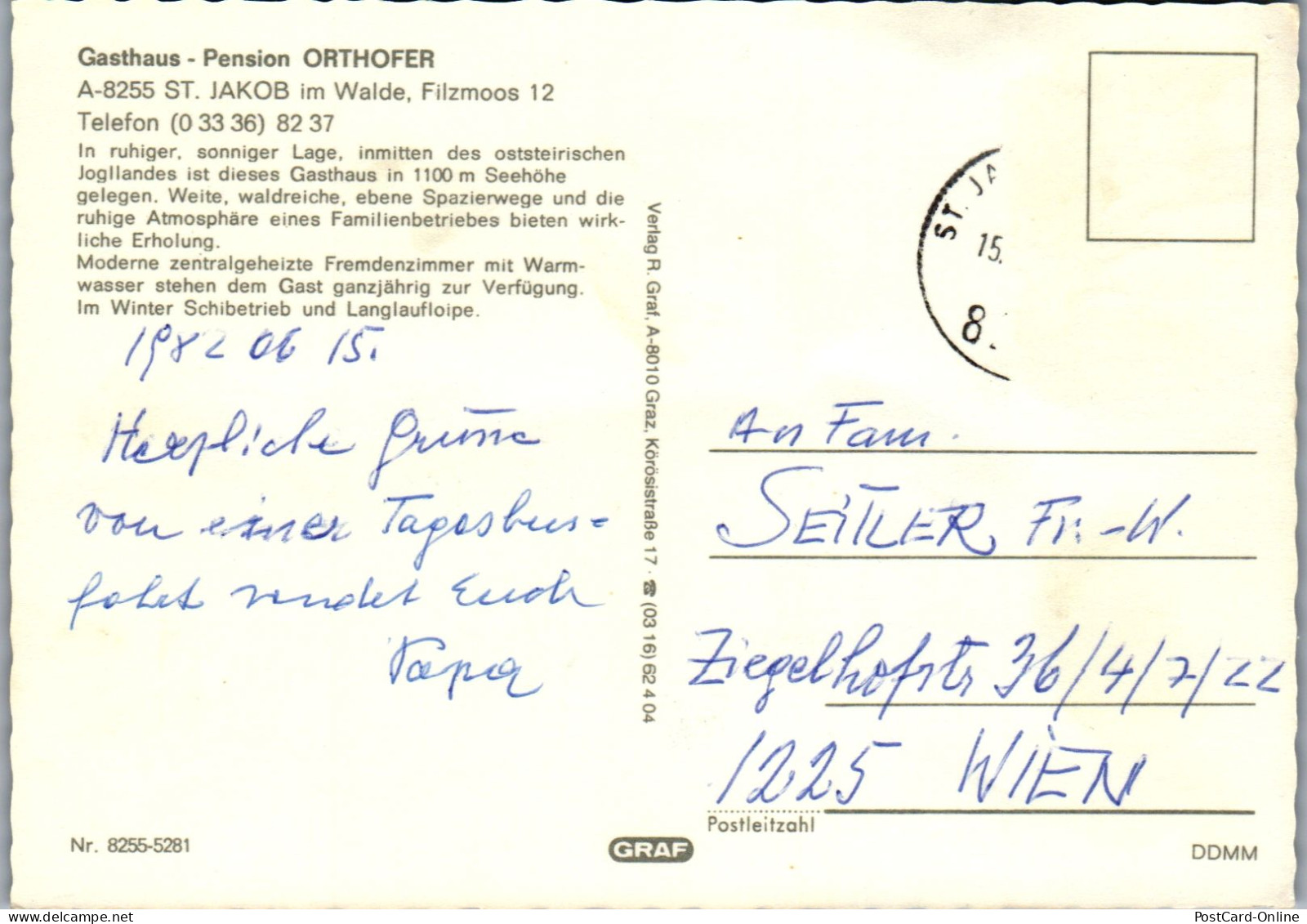 50072 - Steiermark - St. Jakob Im Walde , Gasthaus Orthofer - Gelaufen 1982 - Fürstenfeld