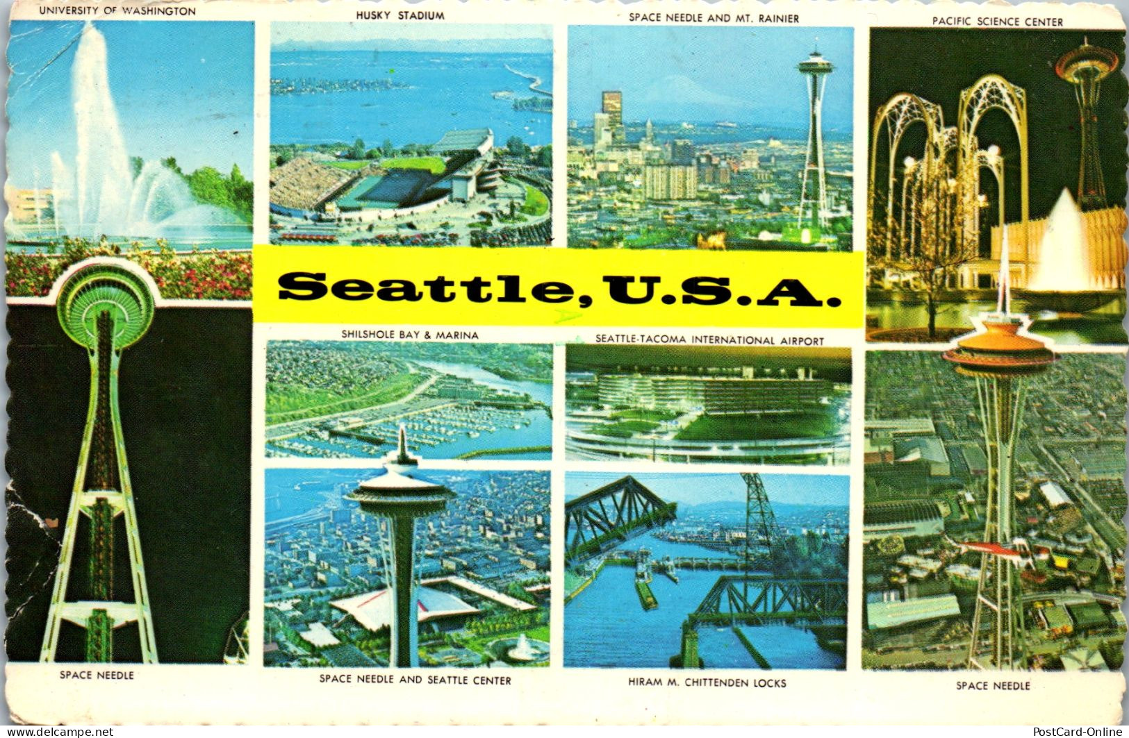 49997 - USA - Seattle , Washington , Space Needle , Husky Stadium , University , Mehrbildkarte - Gelaufen 1978 - Seattle