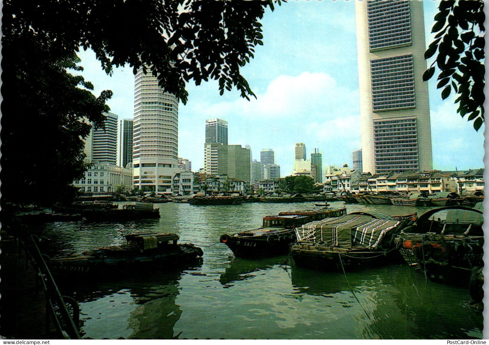 49968 - Singapore - Singapore , River And Tongkangs , Skyline - Gelaufen  - Singapour