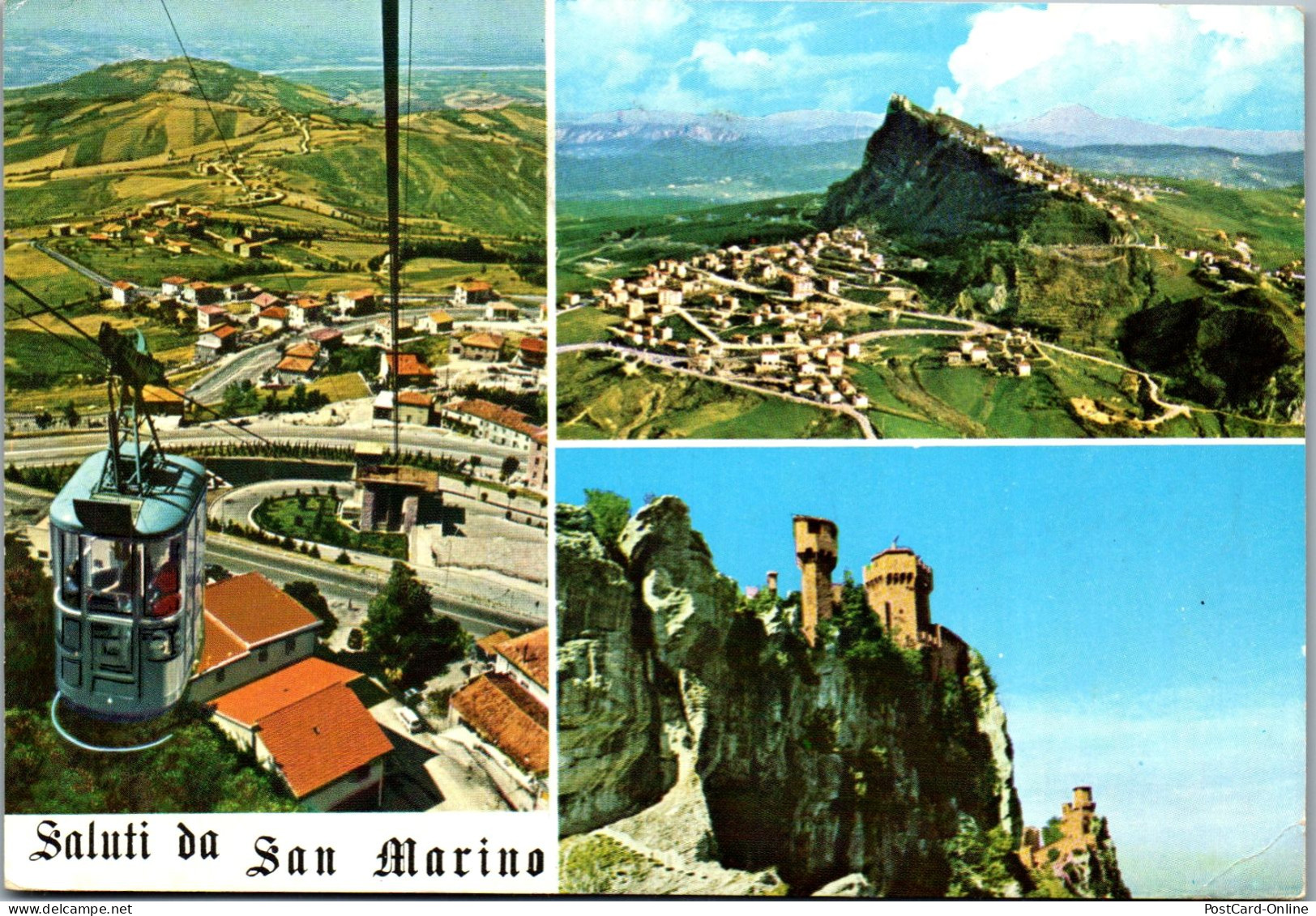 50867 - San Marino - R. S. , La Funivia , Monte Titano , Le Rocche , Mehrbildkarte - Gelaufen 1974 - San Marino